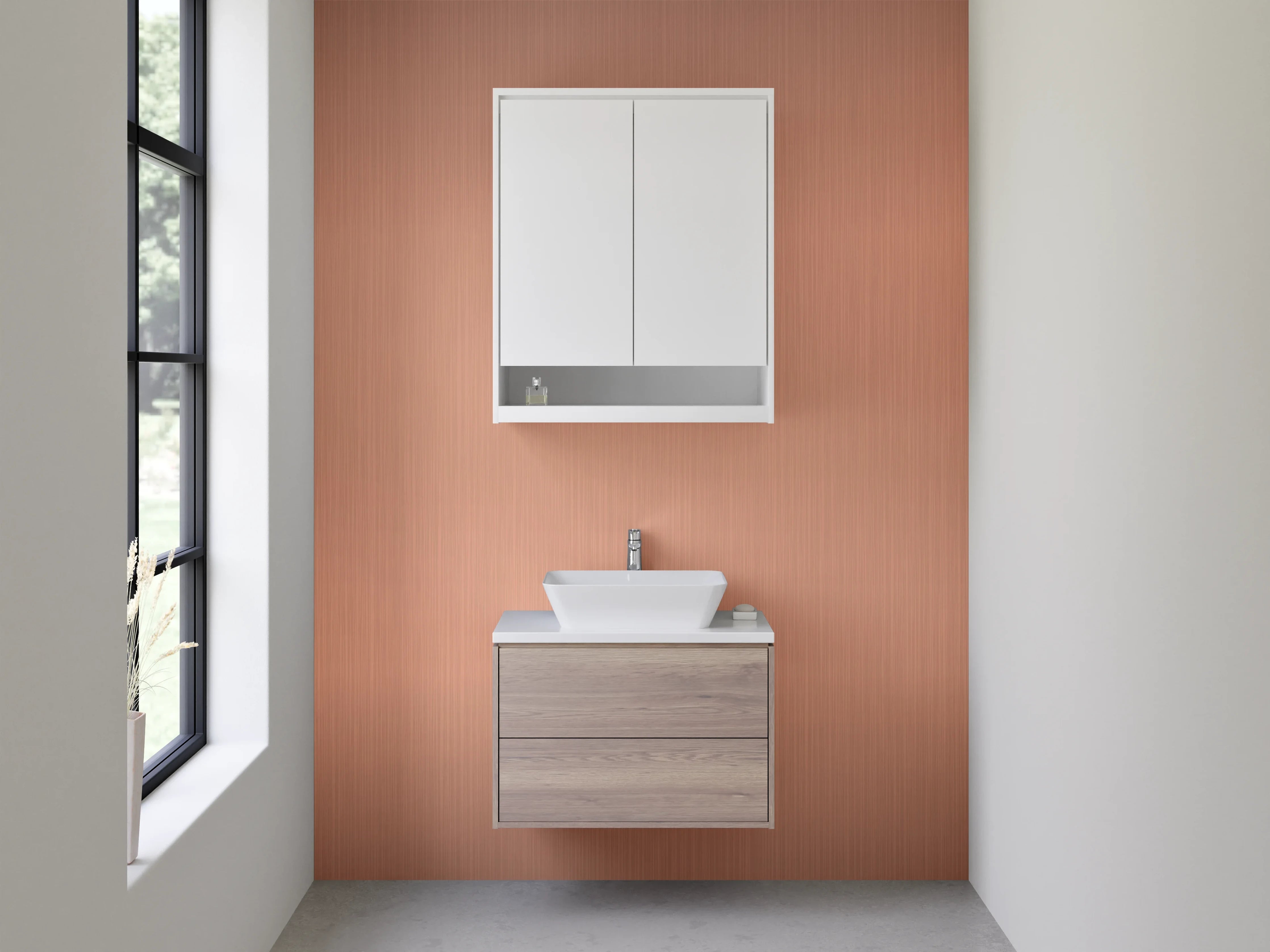 Waschbecken-Rückwand - Vintage-Rose-Gold-Metalltextur