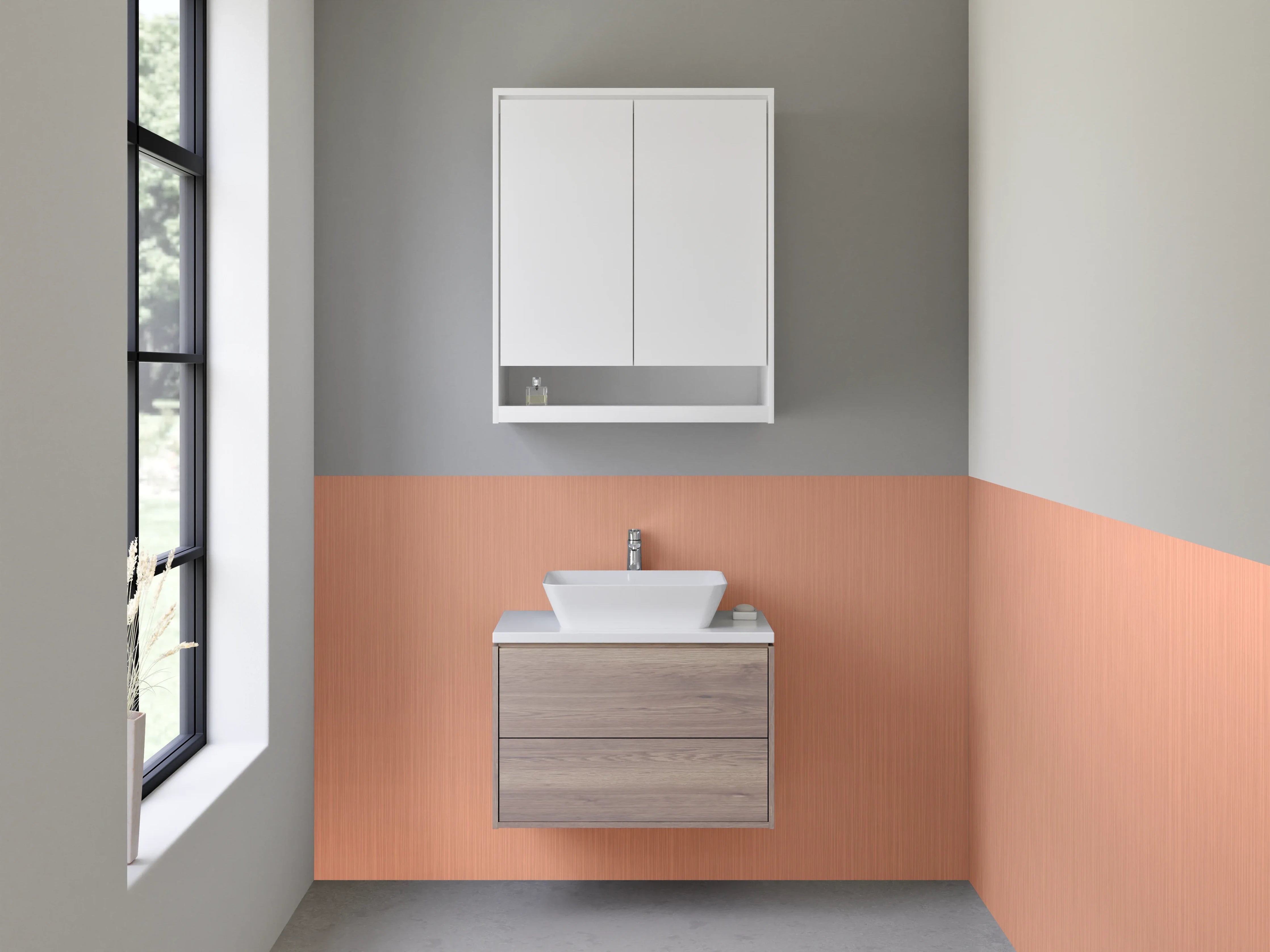 Waschbecken-Rückwand - Vintage-Rose-Gold-Metalltextur