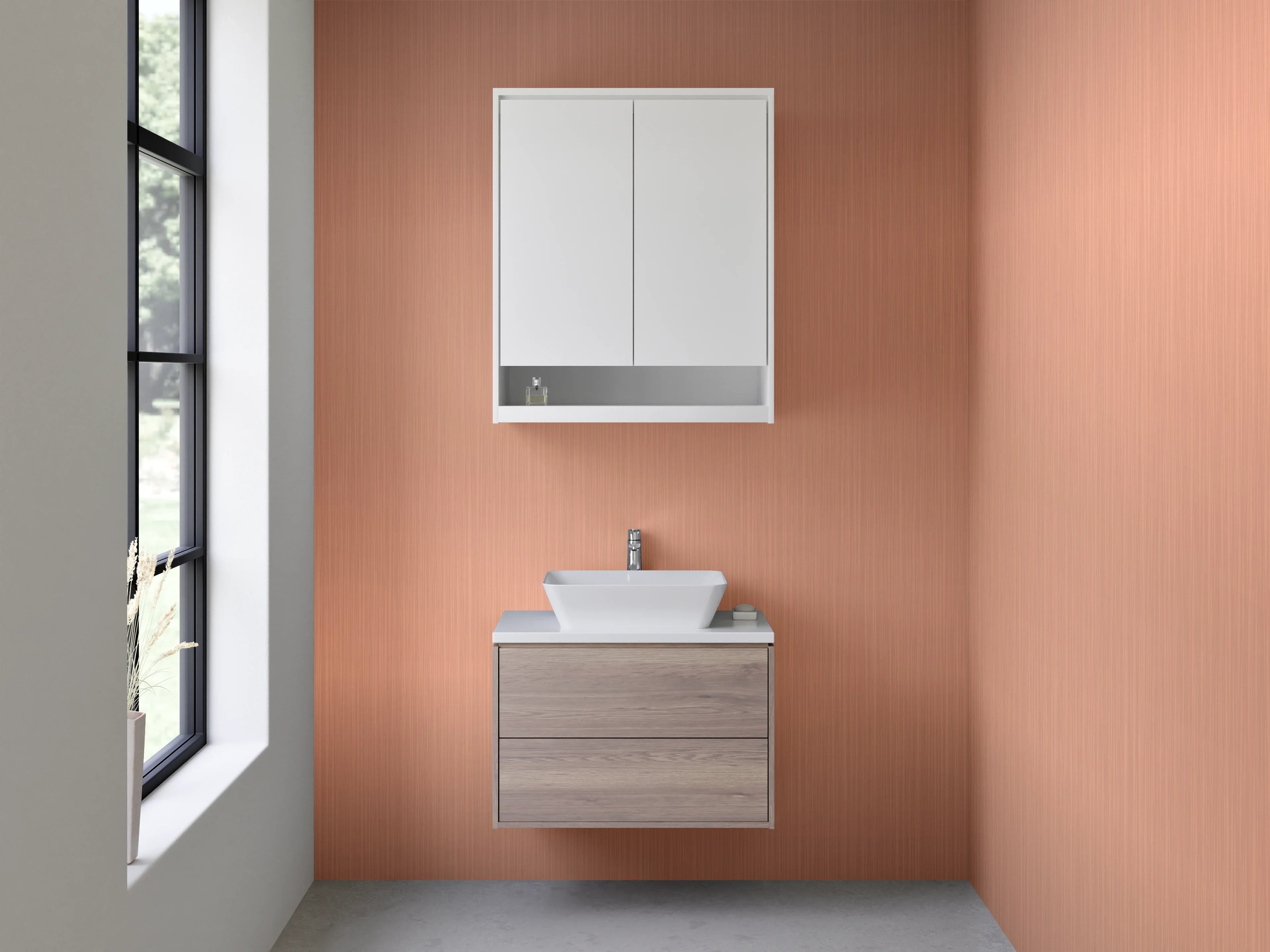 Waschbecken-Rückwand - Vintage-Rose-Gold-Metalltextur