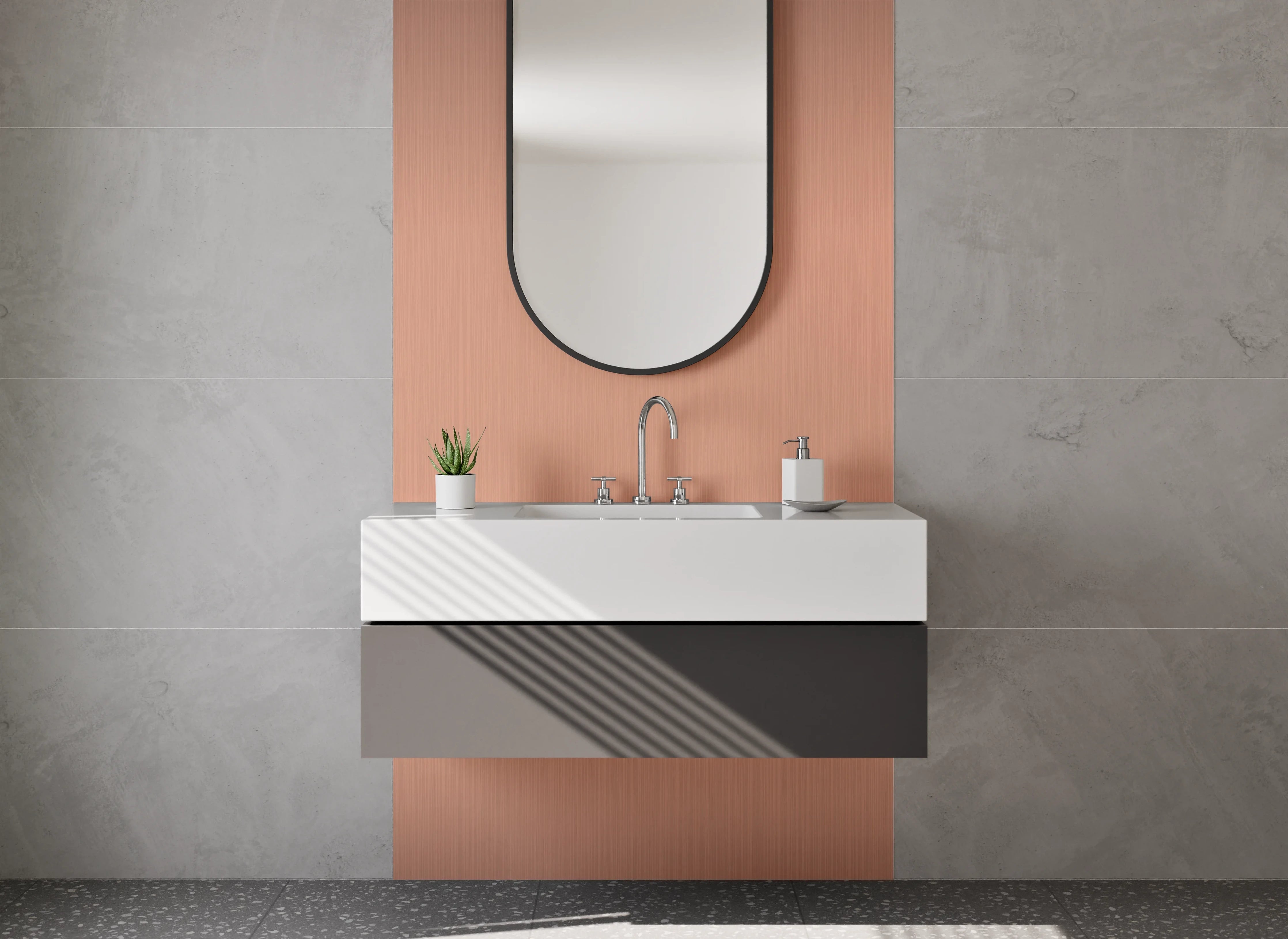 Waschbecken-Rückwand - Vintage-Rose-Gold-Metalltextur