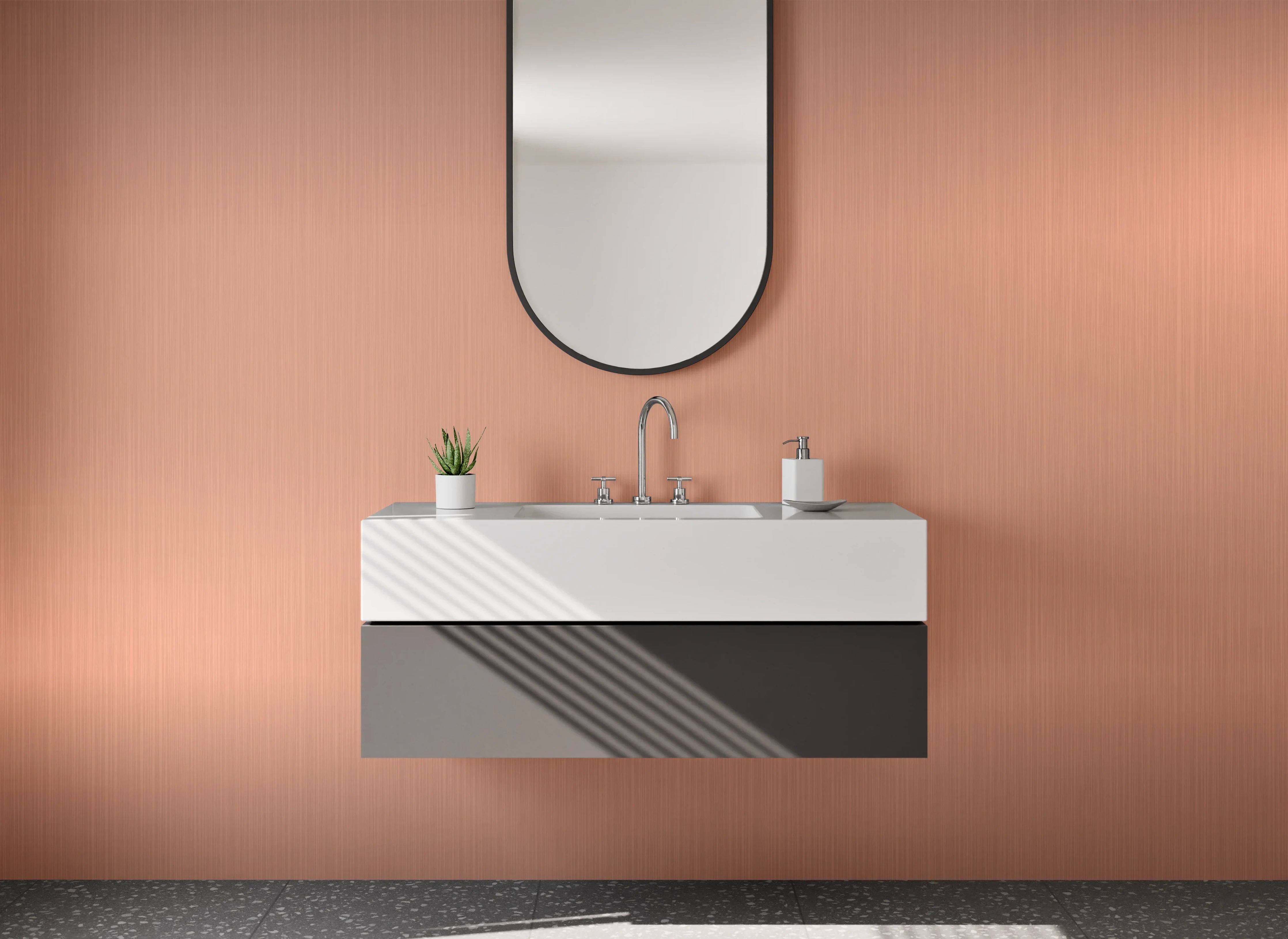 Waschbecken-Rückwand - Vintage-Rose-Gold-Metalltextur