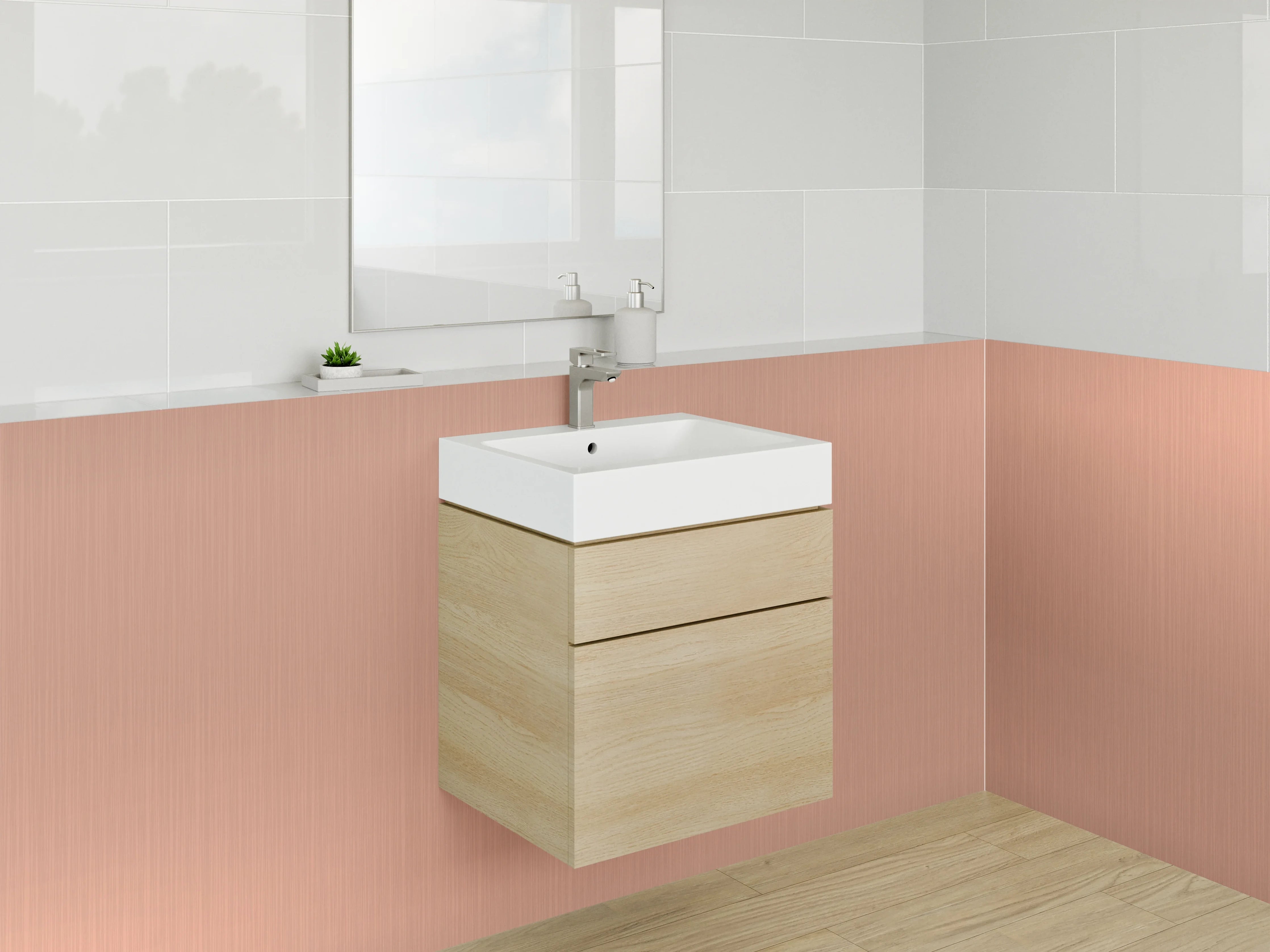 Waschbecken-Rückwand - Vintage-Rose-Gold-Metalltextur