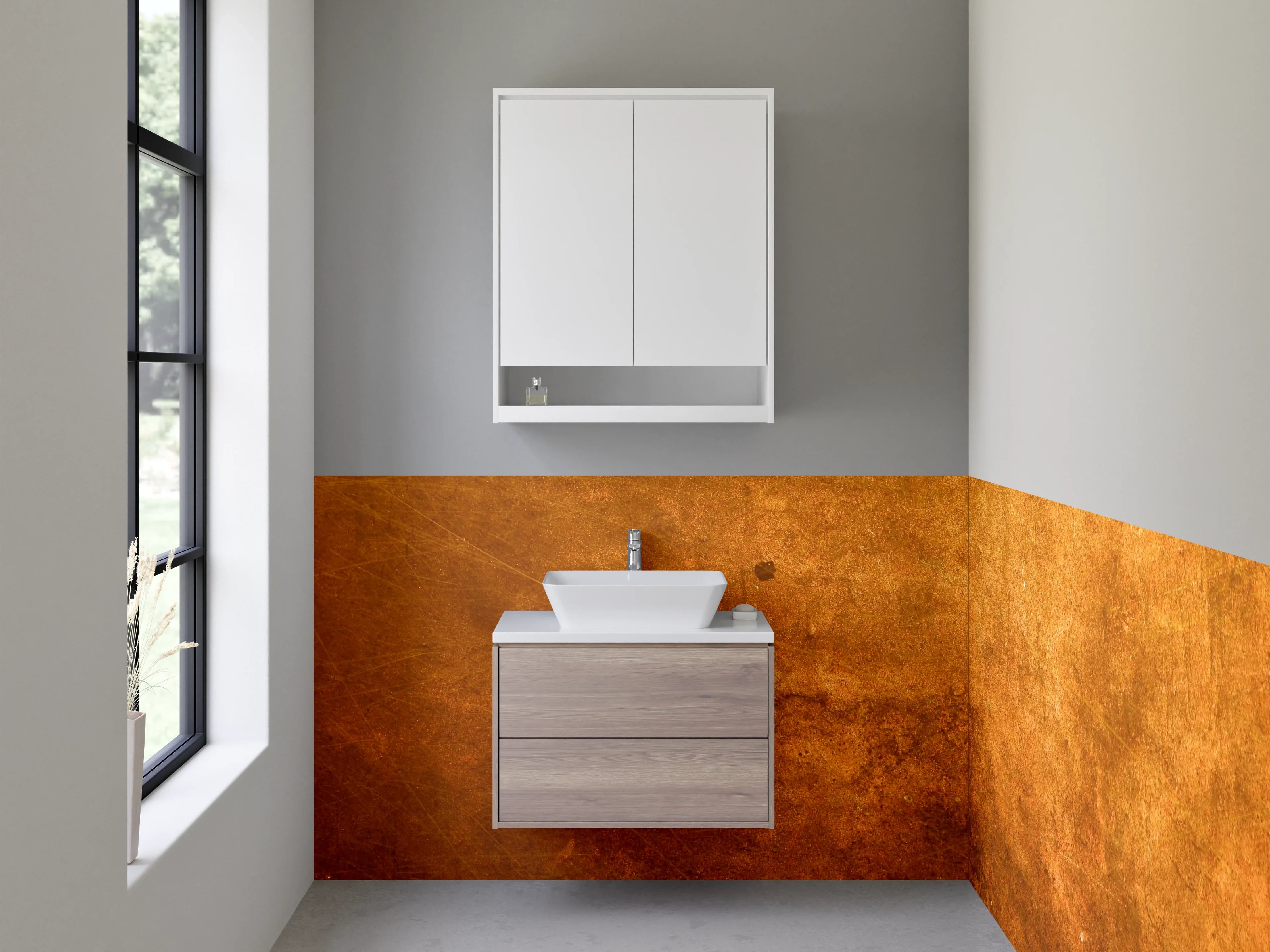 Waschbecken-Rückwand - Vintage Rostoptik Wandverkleidung Braun