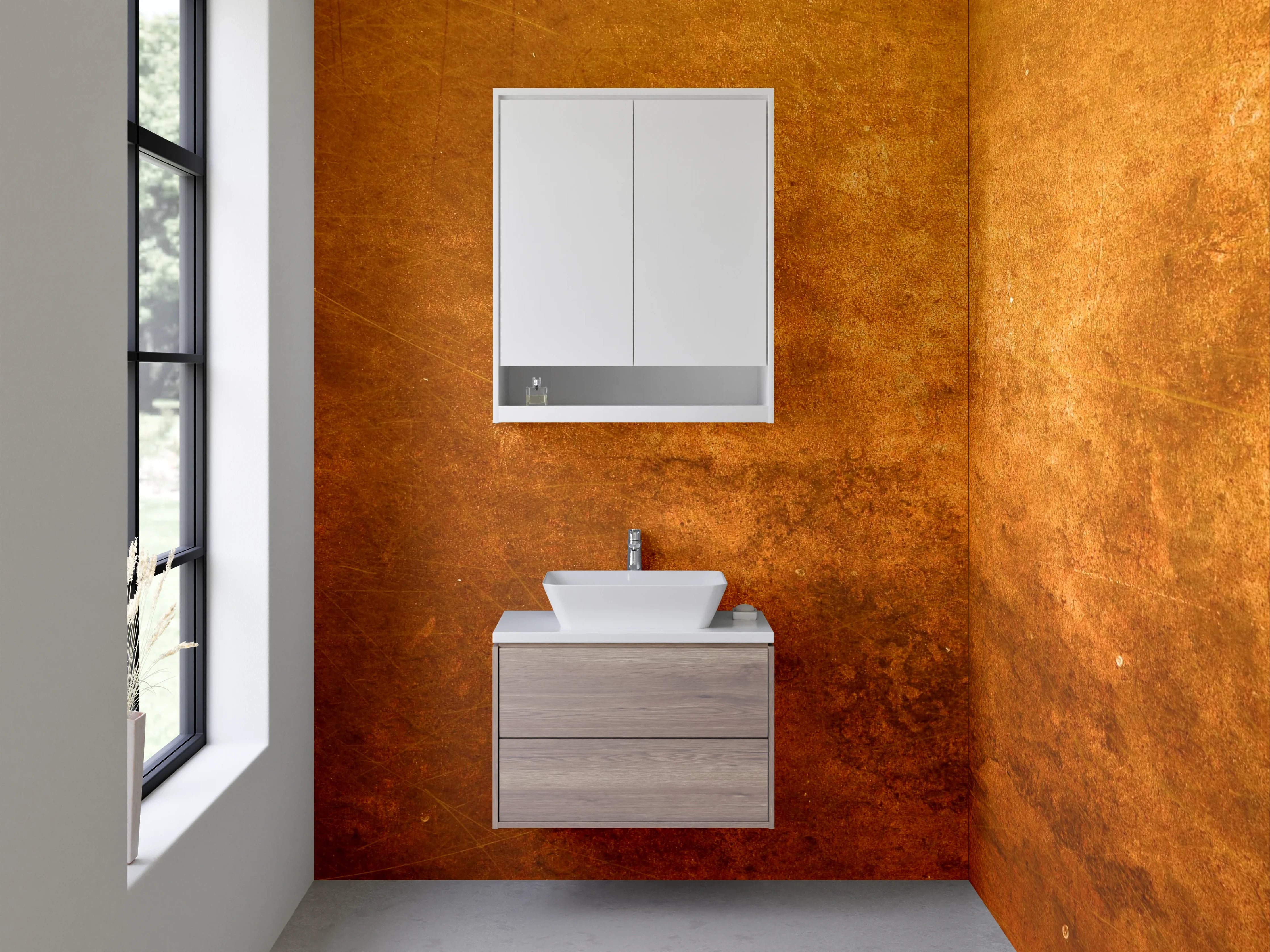 Waschbecken-Rückwand - Vintage Rostoptik Wandverkleidung Braun