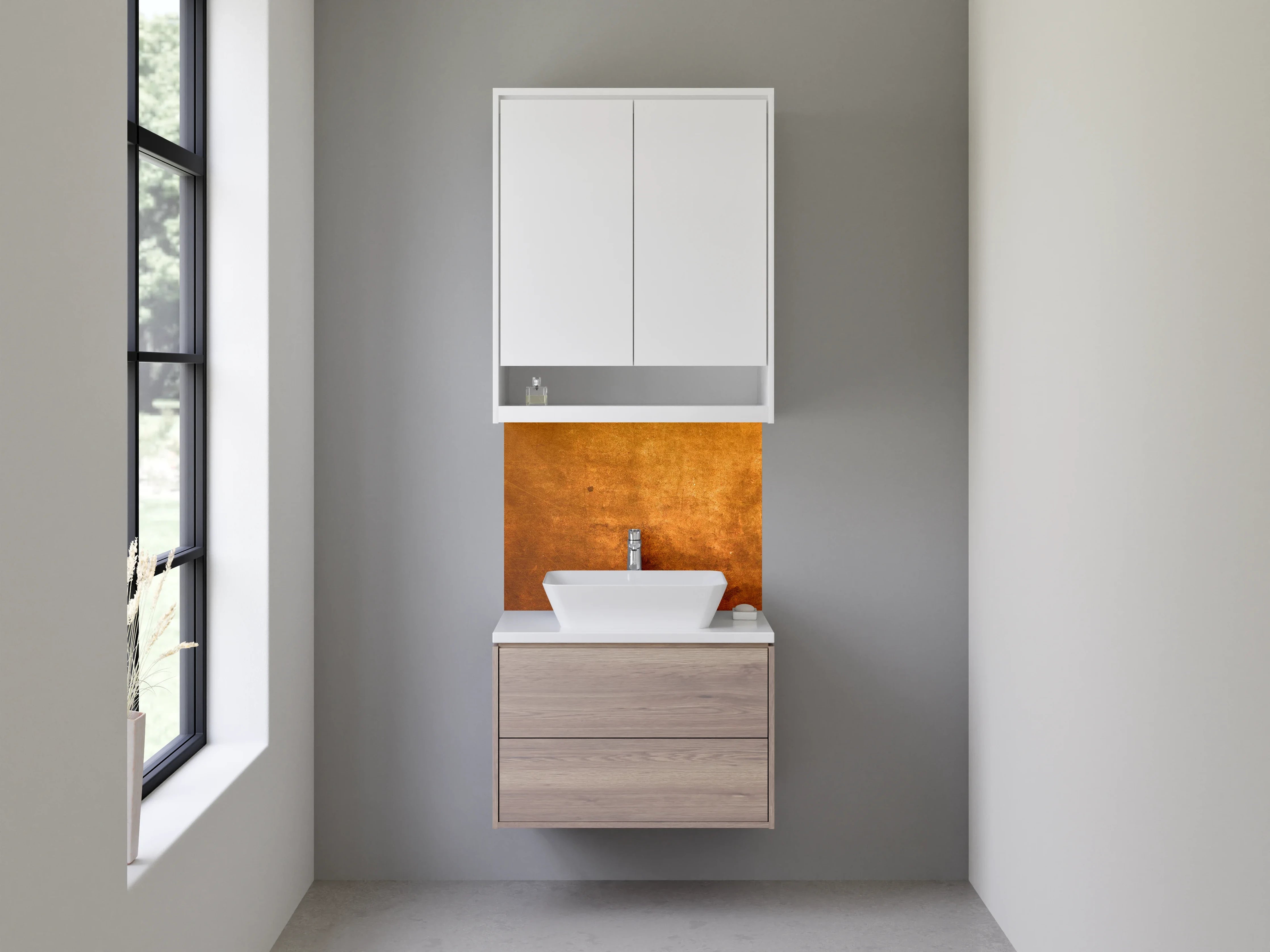 Waschbecken-Rückwand - Vintage Rostoptik Wandverkleidung Braun