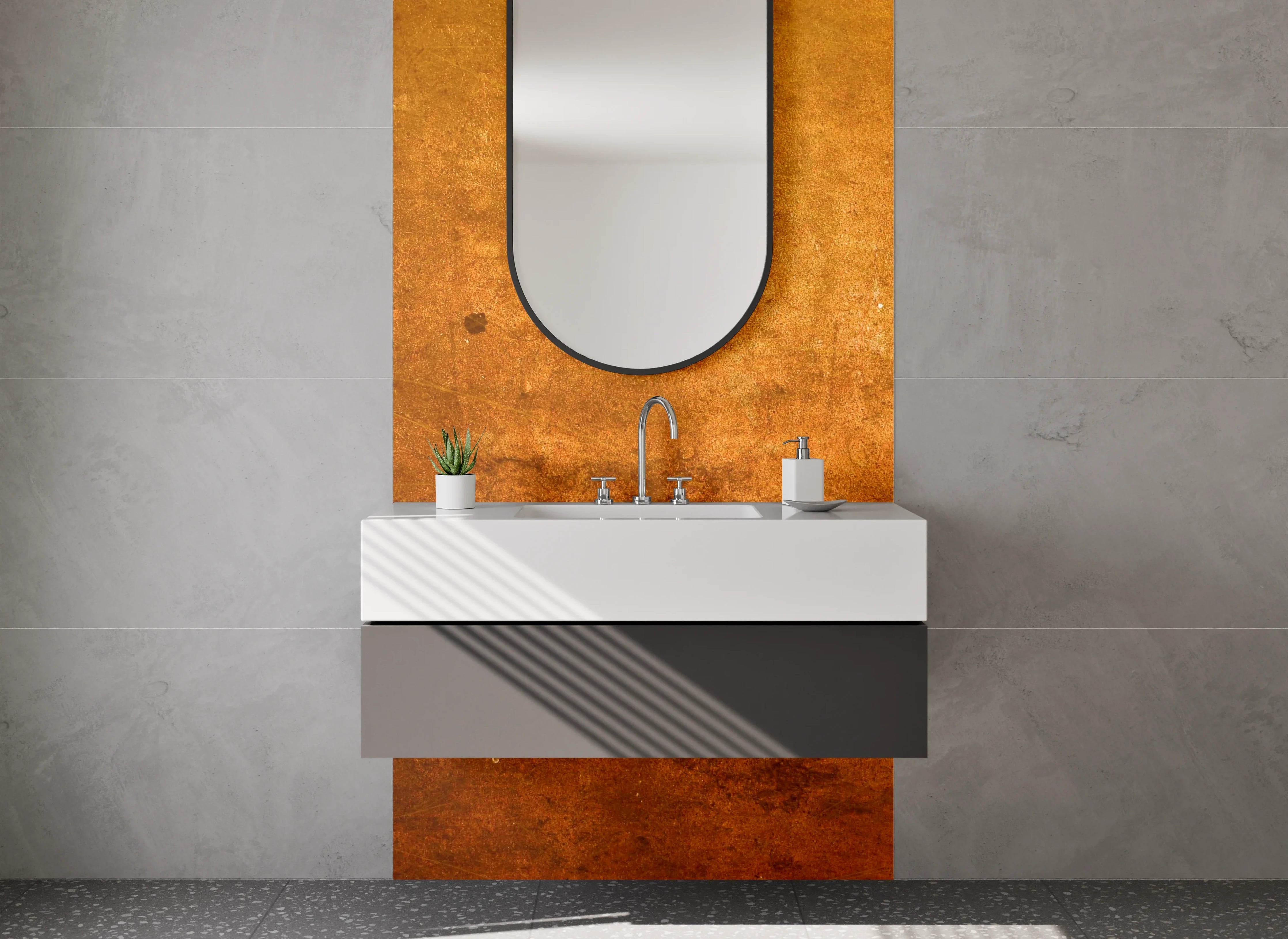 Waschbecken-Rückwand - Vintage Rostoptik Wandverkleidung Braun