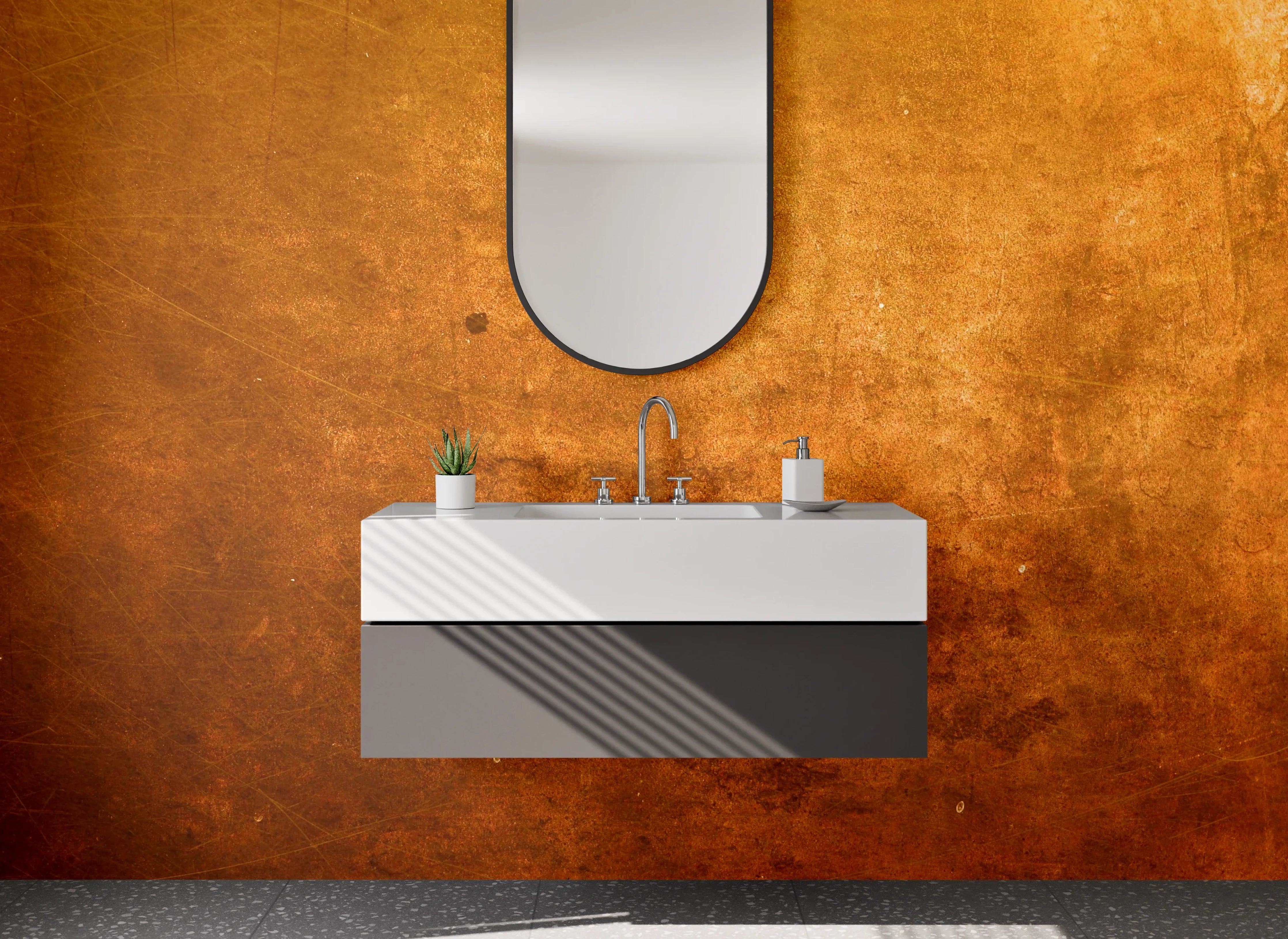 Waschbecken-Rückwand - Vintage Rostoptik Wandverkleidung Braun