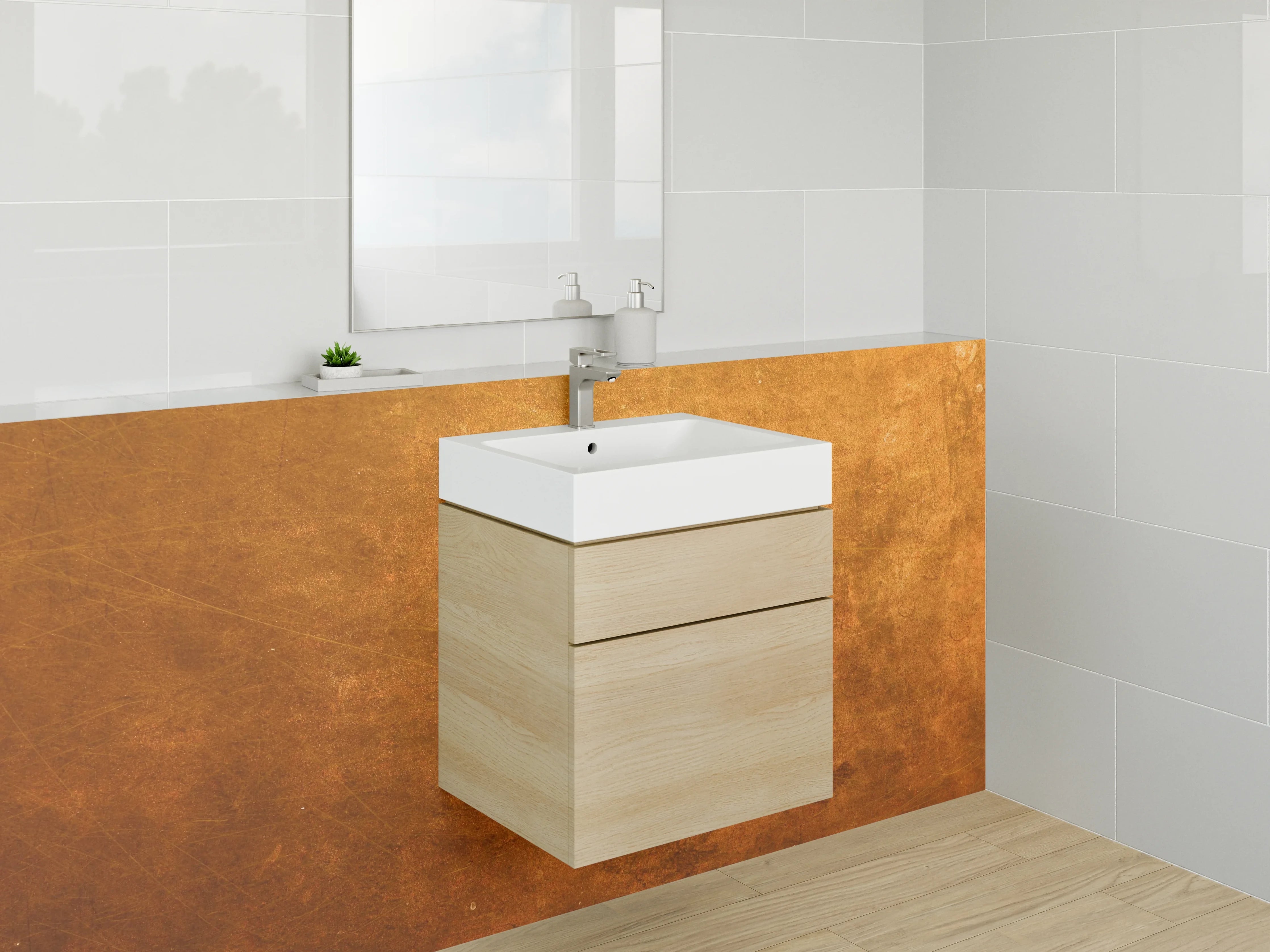 Waschbecken-Rückwand - Vintage Rostoptik Wandverkleidung Braun