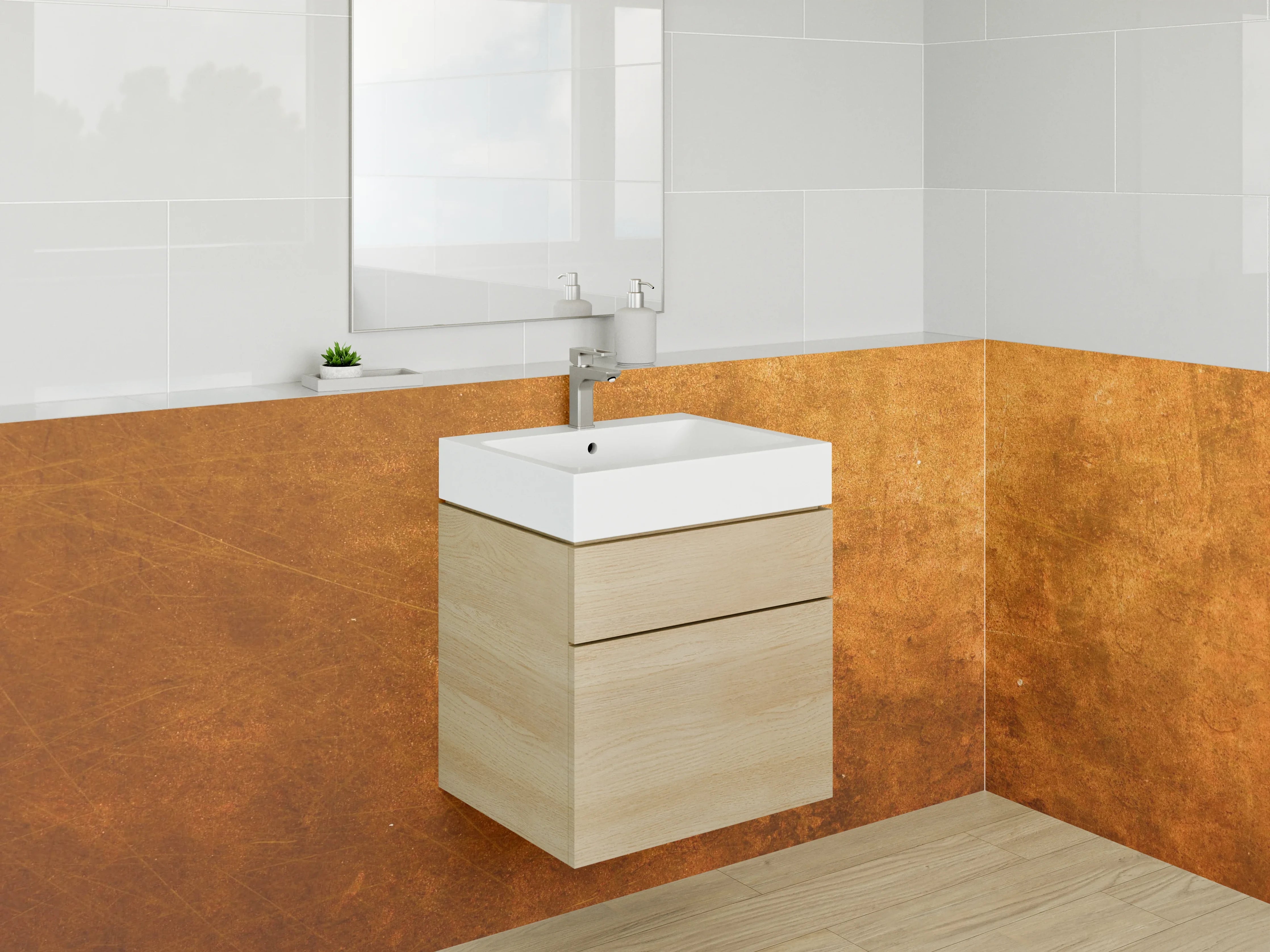 Waschbecken-Rückwand - Vintage Rostoptik Wandverkleidung Braun