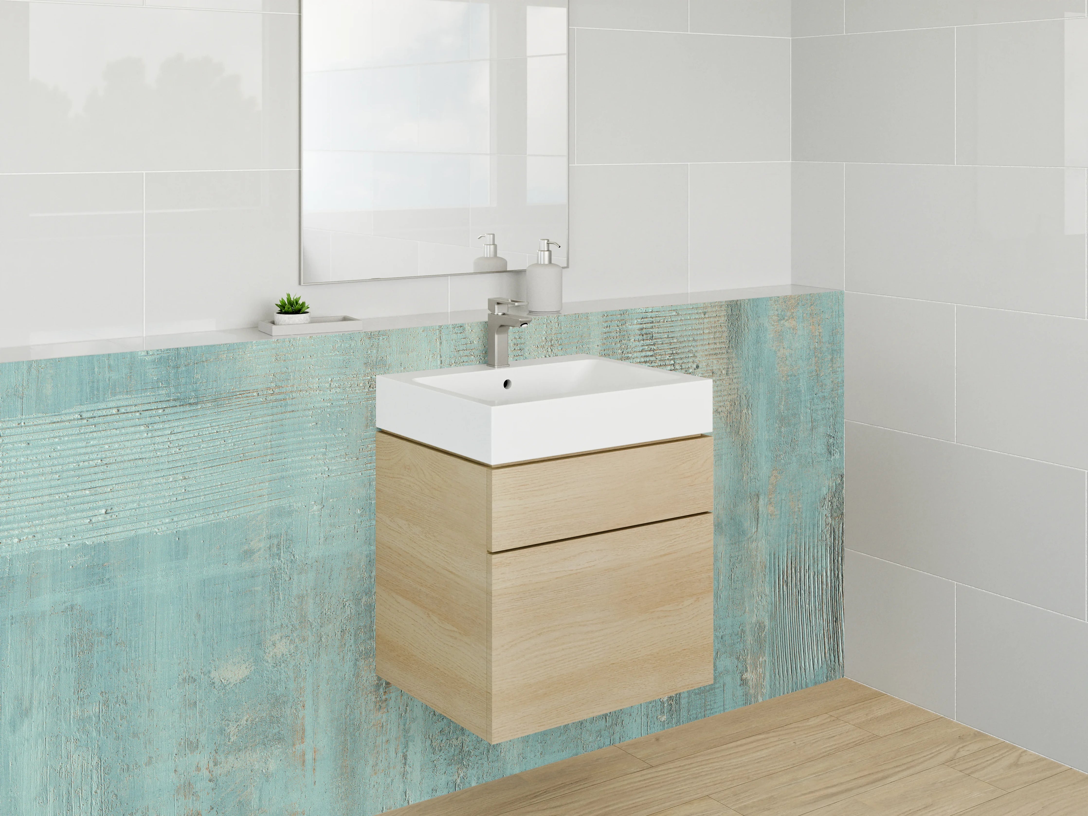 Waschbecken-Rückwand - Vintage Türkis Patina Struktur