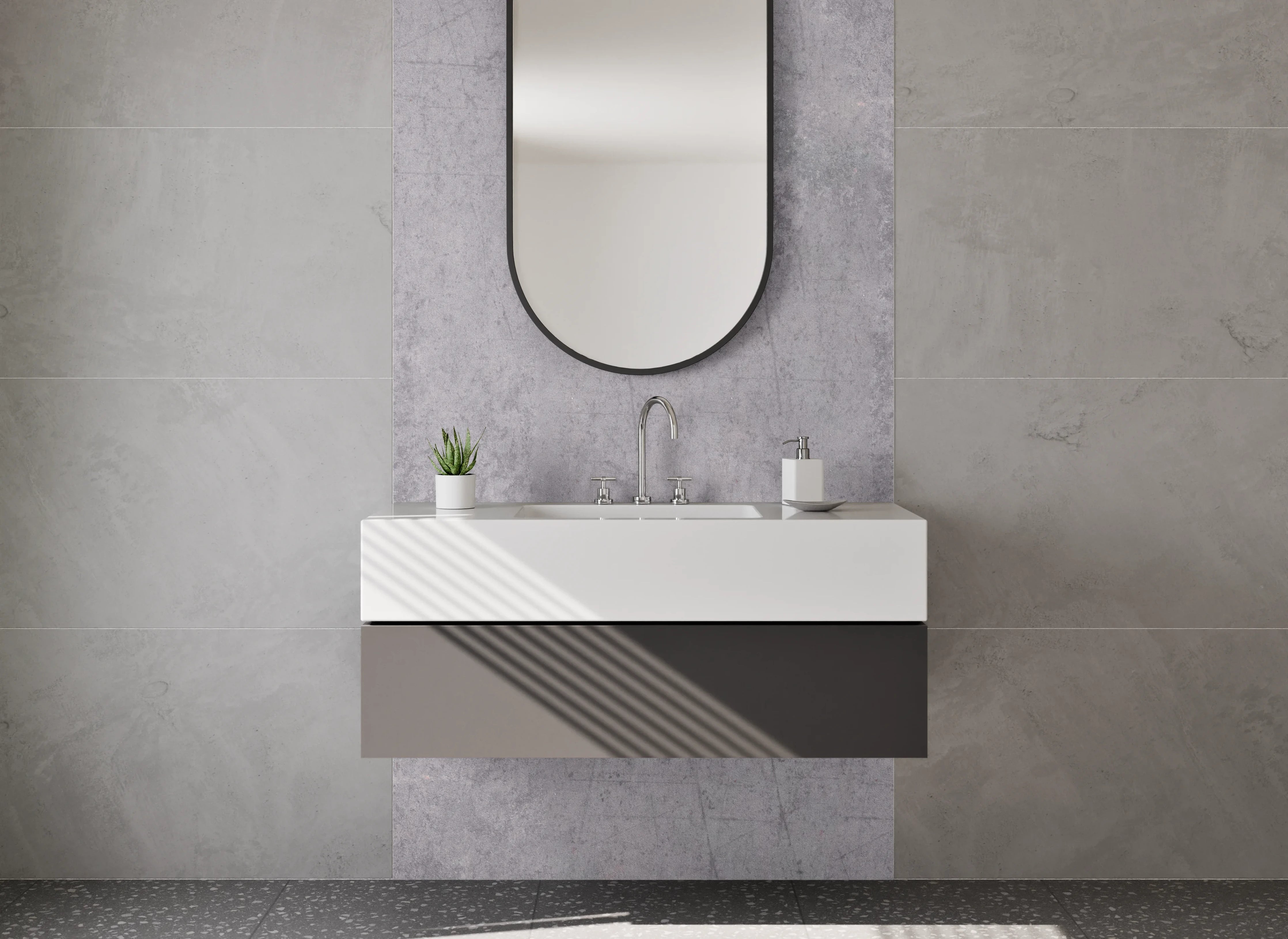 Waschbecken-Rückwand - Vintage Used Betonoptik Rost Grau