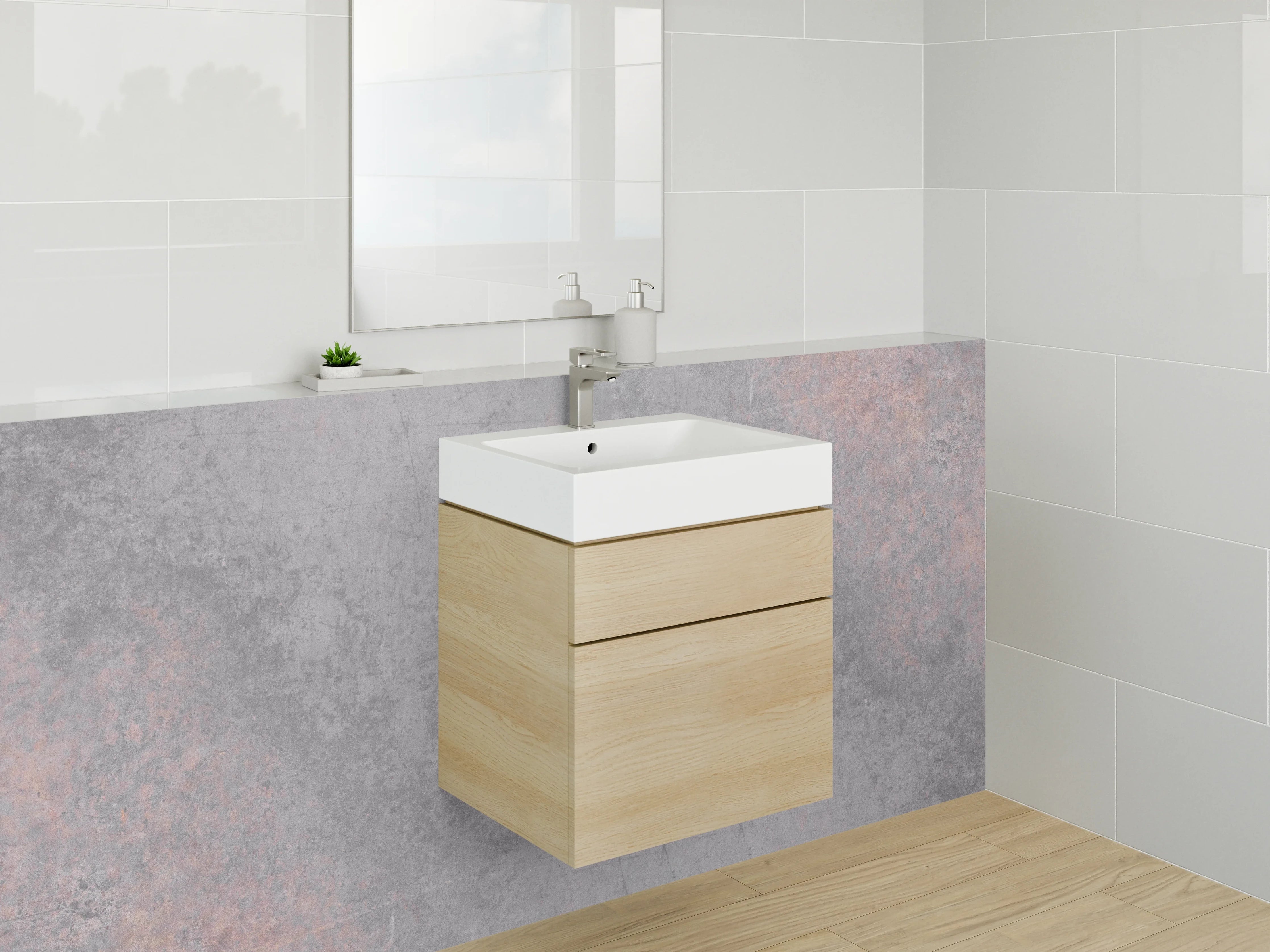 Waschbecken-Rückwand - Vintage Used Betonoptik Rost Grau