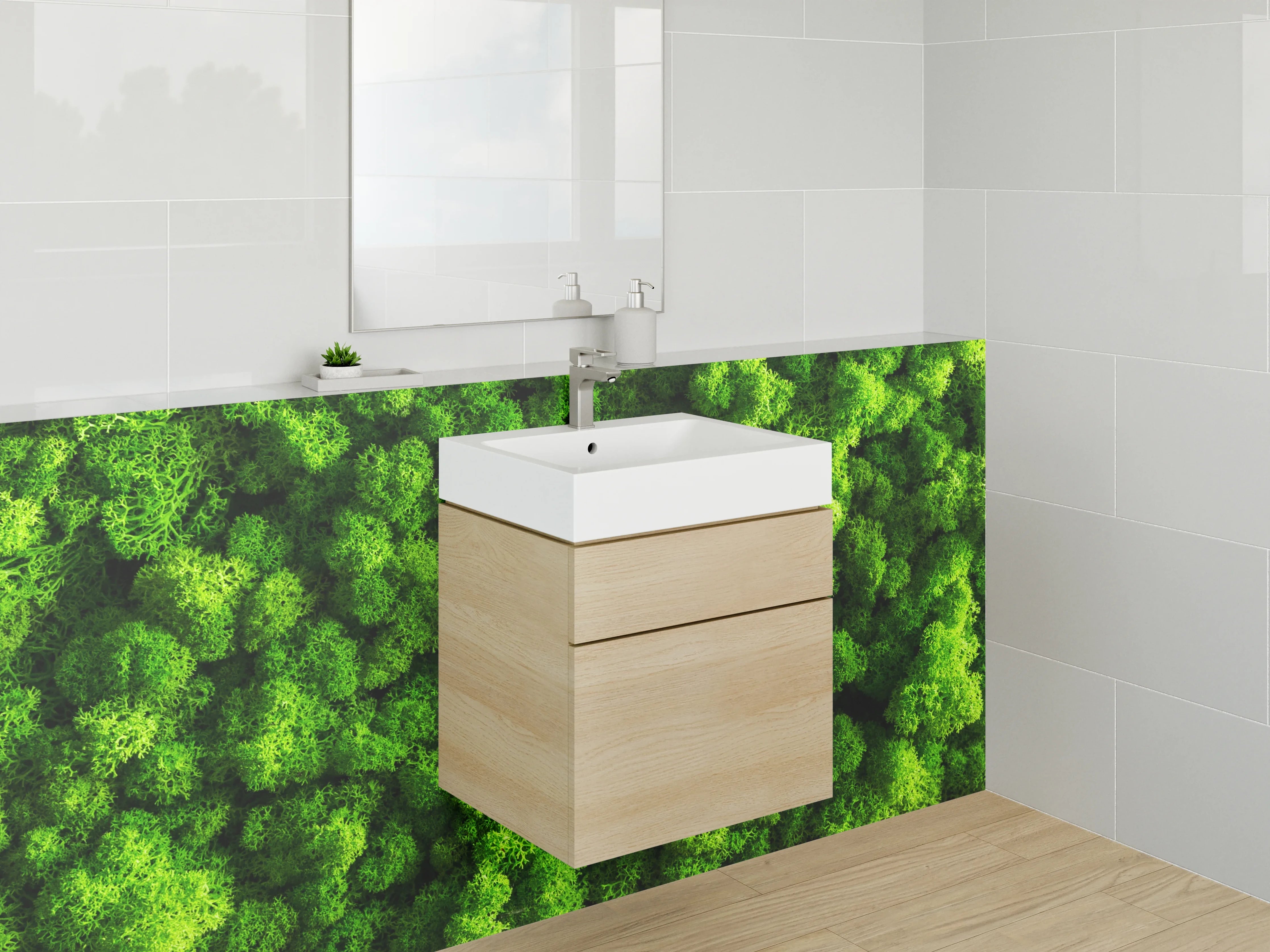 Waschbecken-Rückwand - Waldmoos Struktur Naturgrün