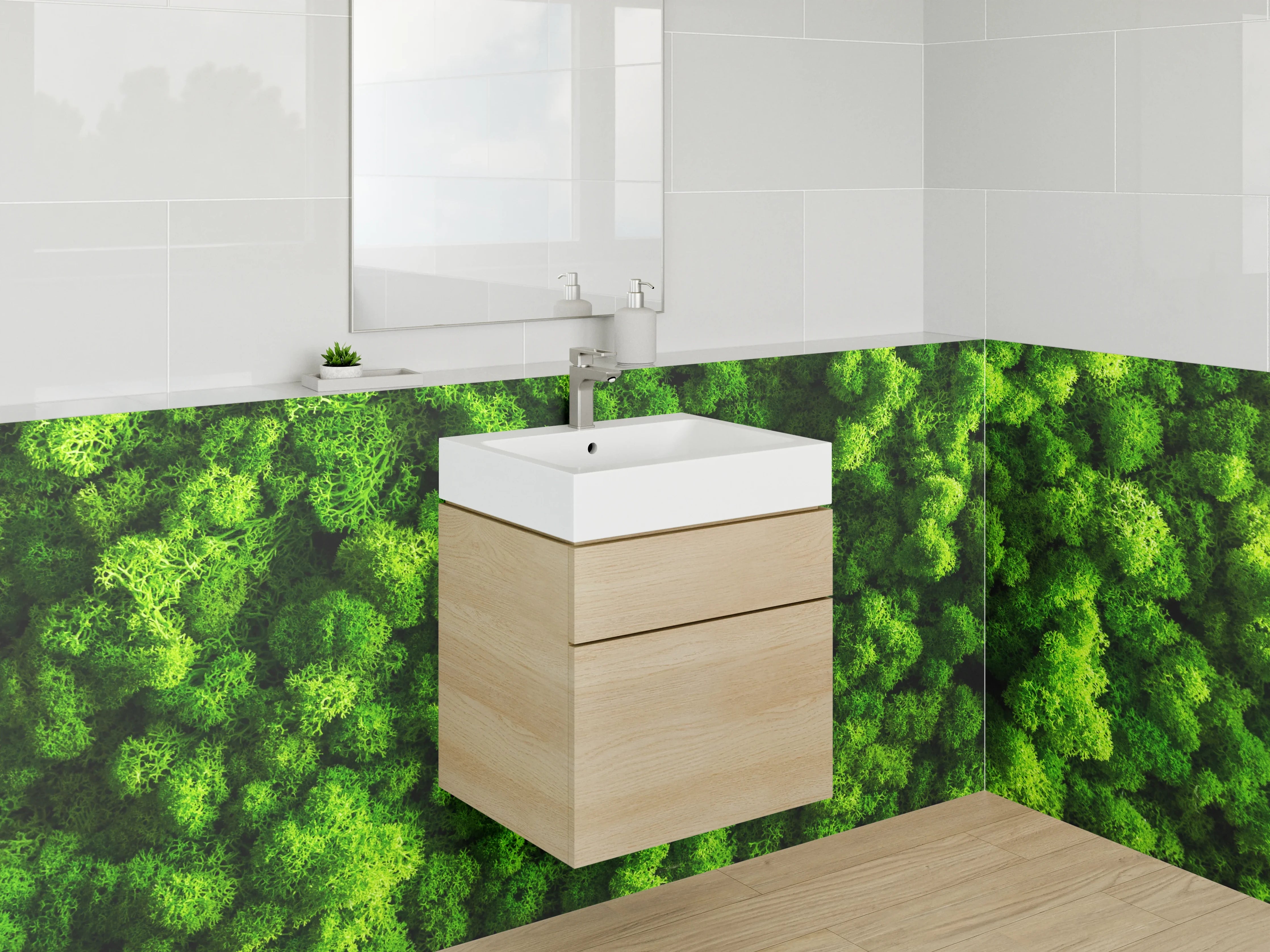 Waschbecken-Rückwand - Waldmoos Struktur Naturgrün