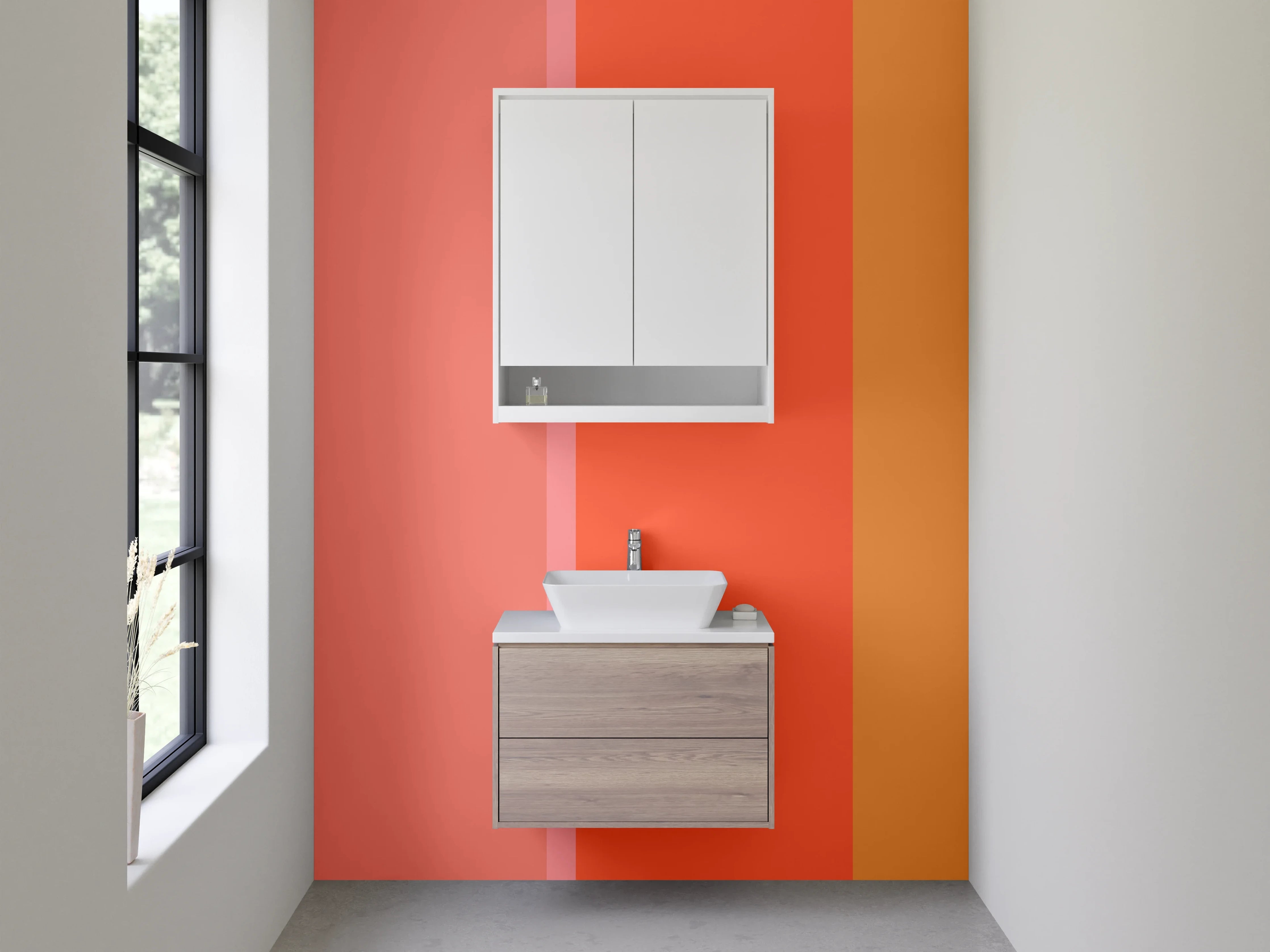 Waschbecken-Rückwand - Warmer Farbmix in Rot- und Orangetönen