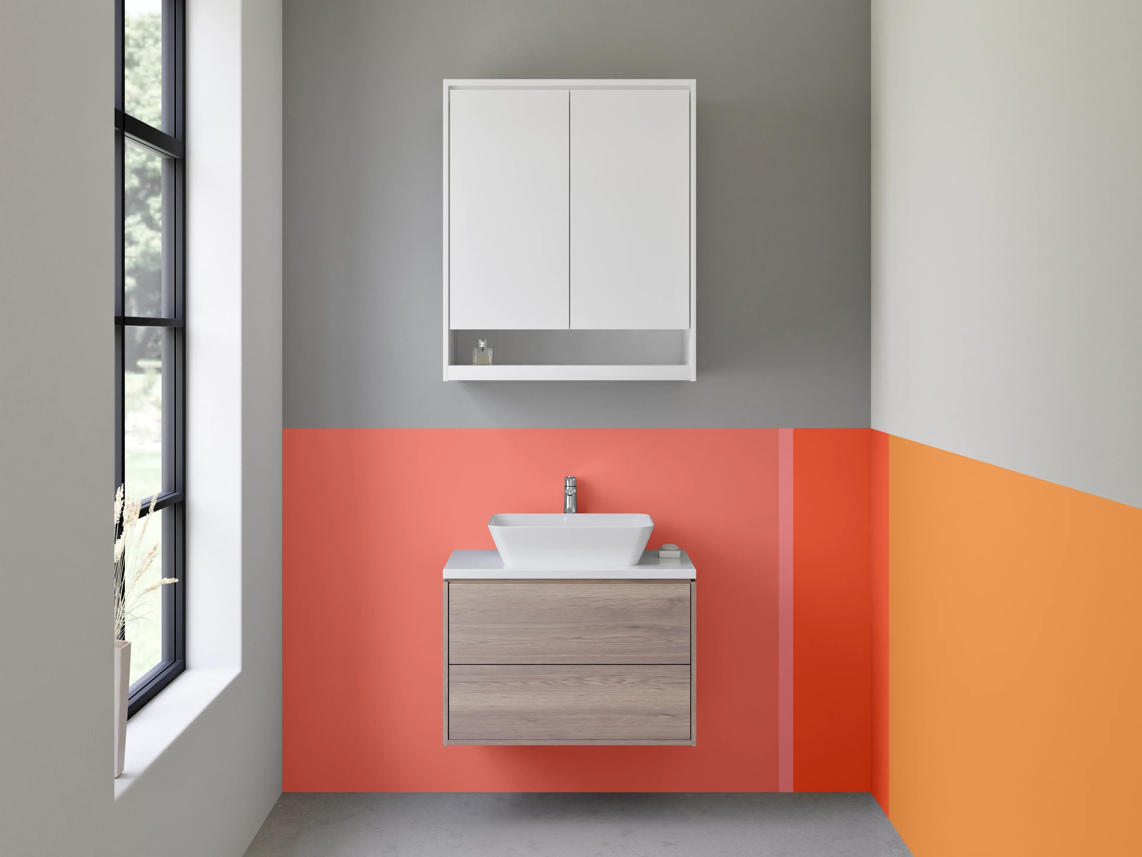 Waschbecken-Rückwand - Warmer Farbmix in Rot- und Orangetönen