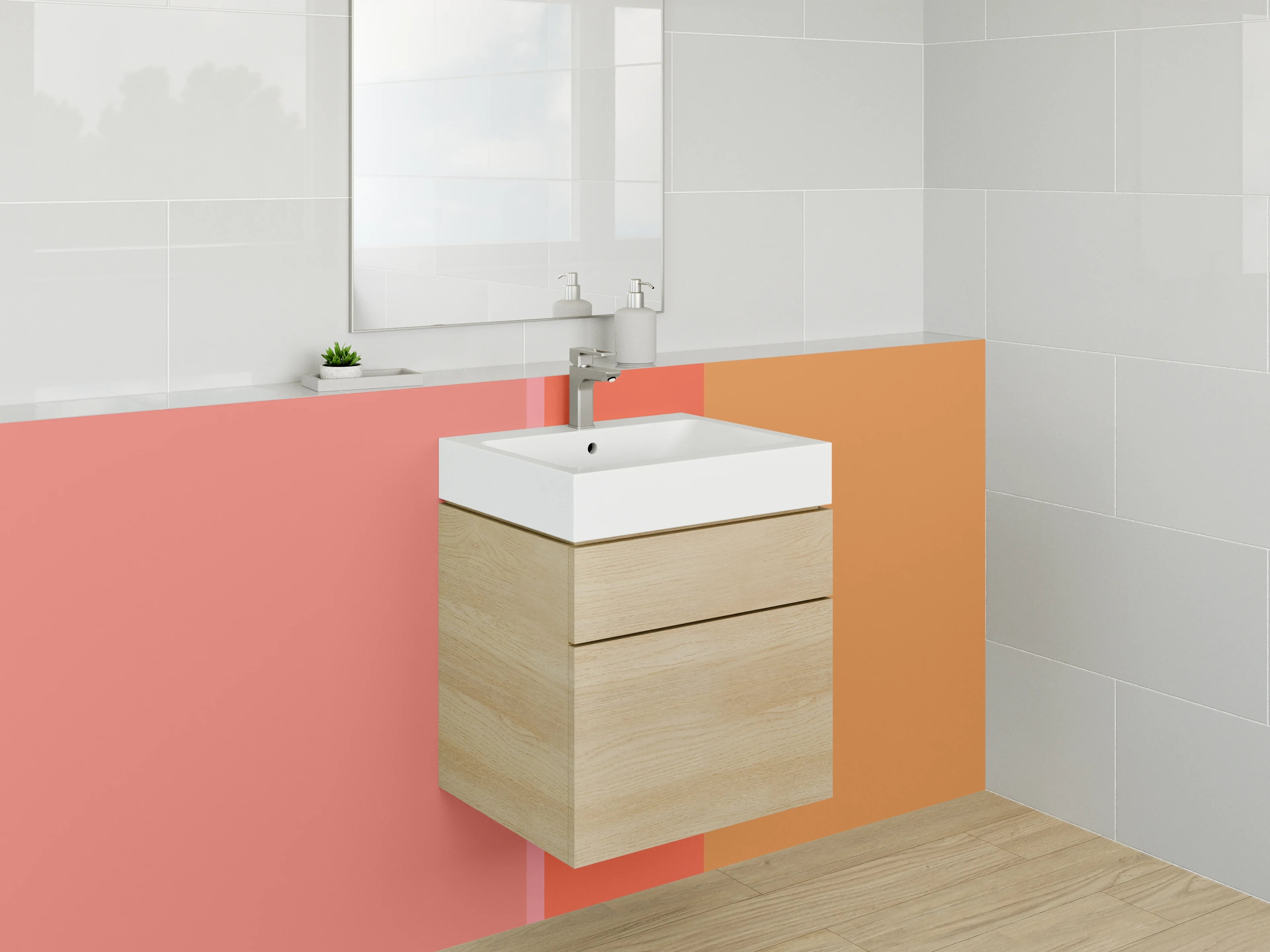 Waschbecken-Rückwand - Warmer Farbmix in Rot- und Orangetönen