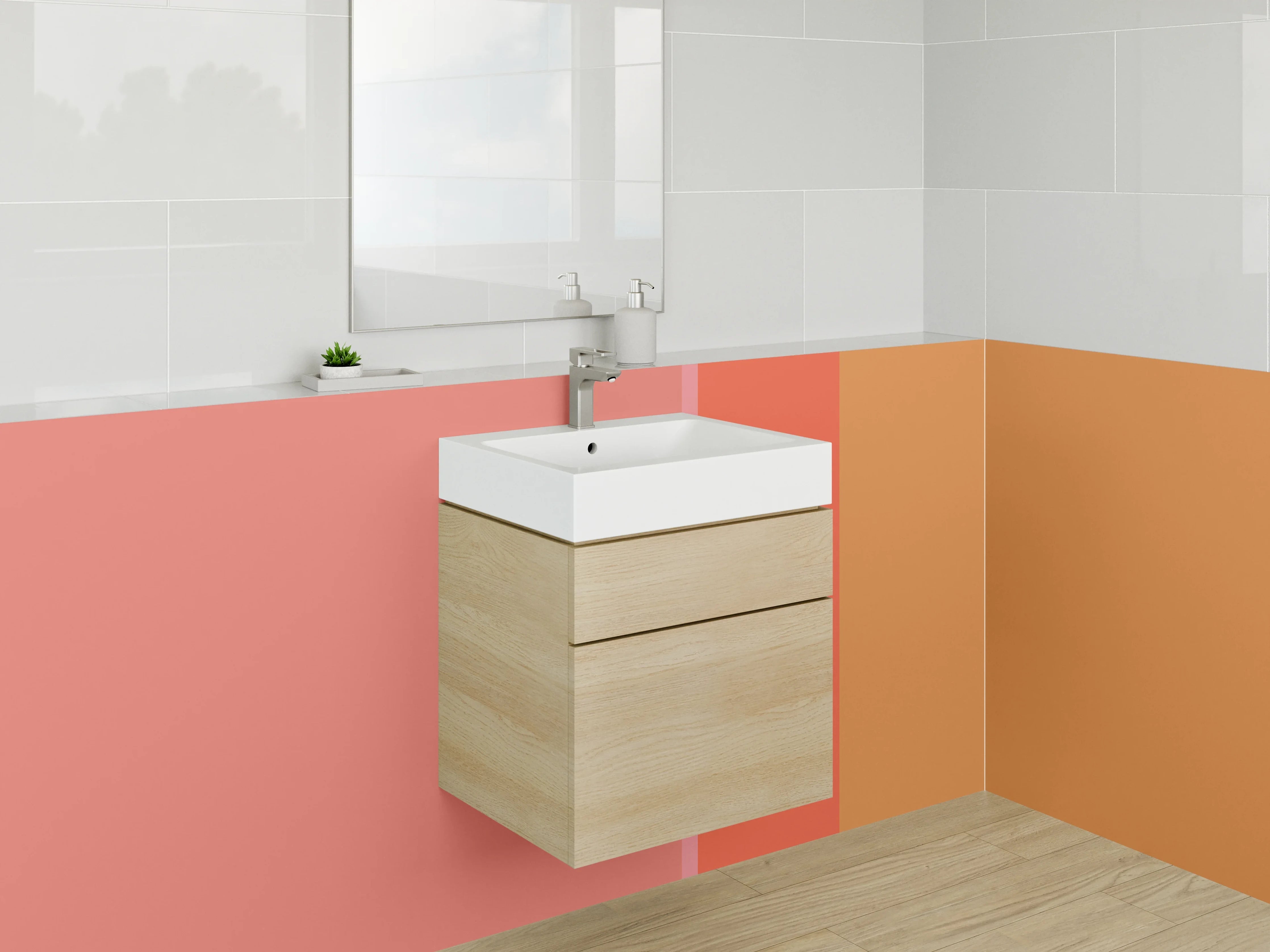 Waschbecken-Rückwand - Warmer Farbmix in Rot- und Orangetönen