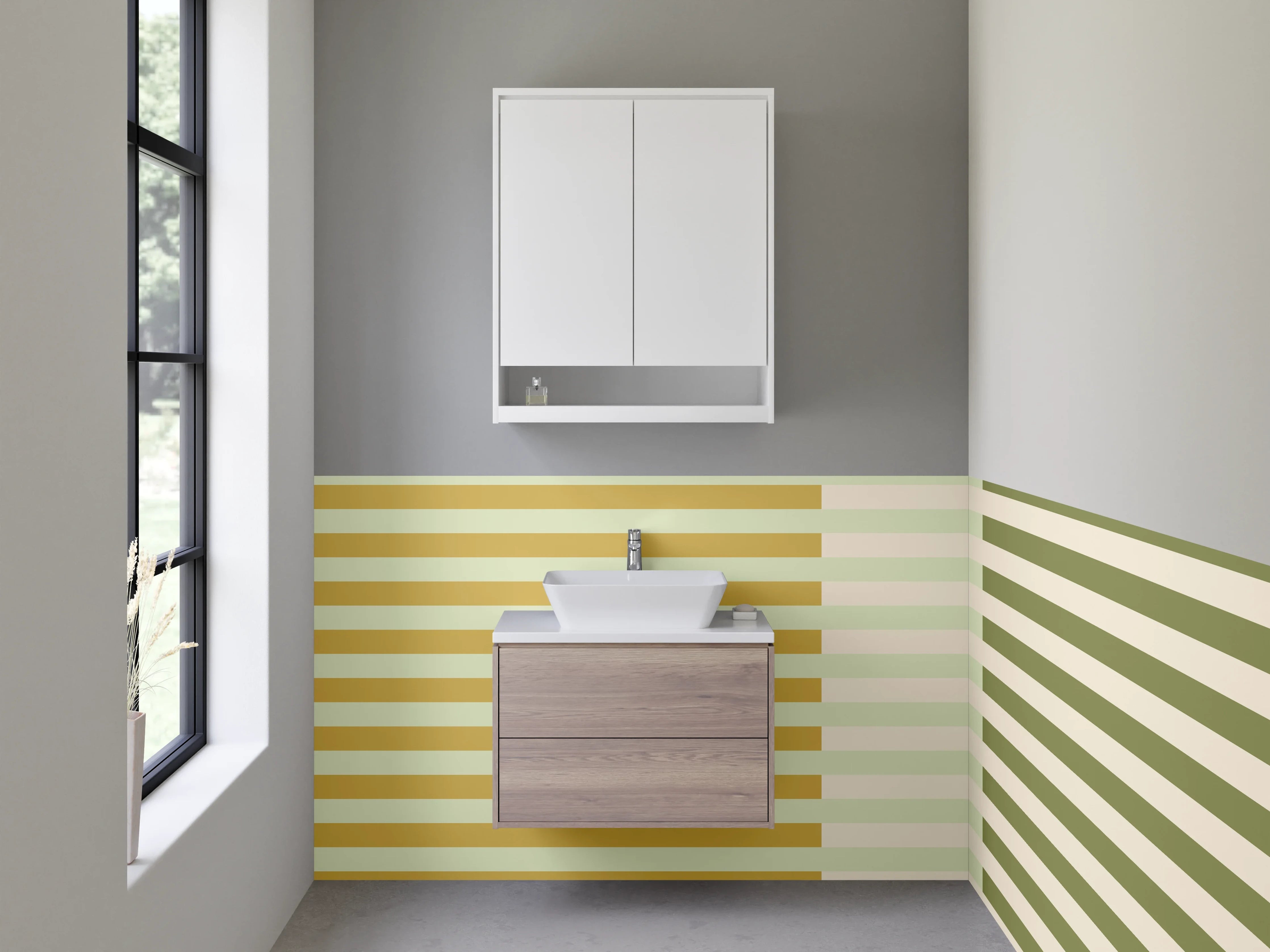 Waschbecken-Rückwand - Warmes Streifenmuster in Erdtönen