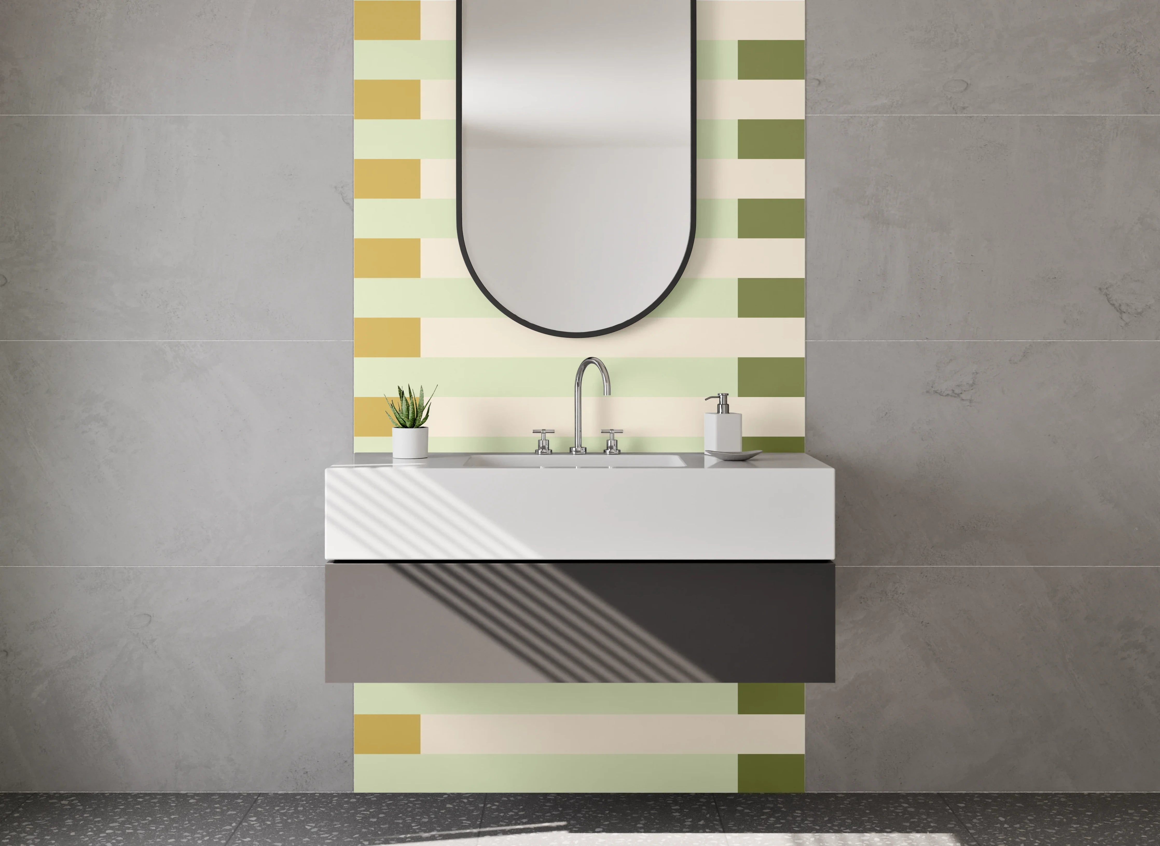 Waschbecken-Rückwand - Warmes Streifenmuster in Erdtönen