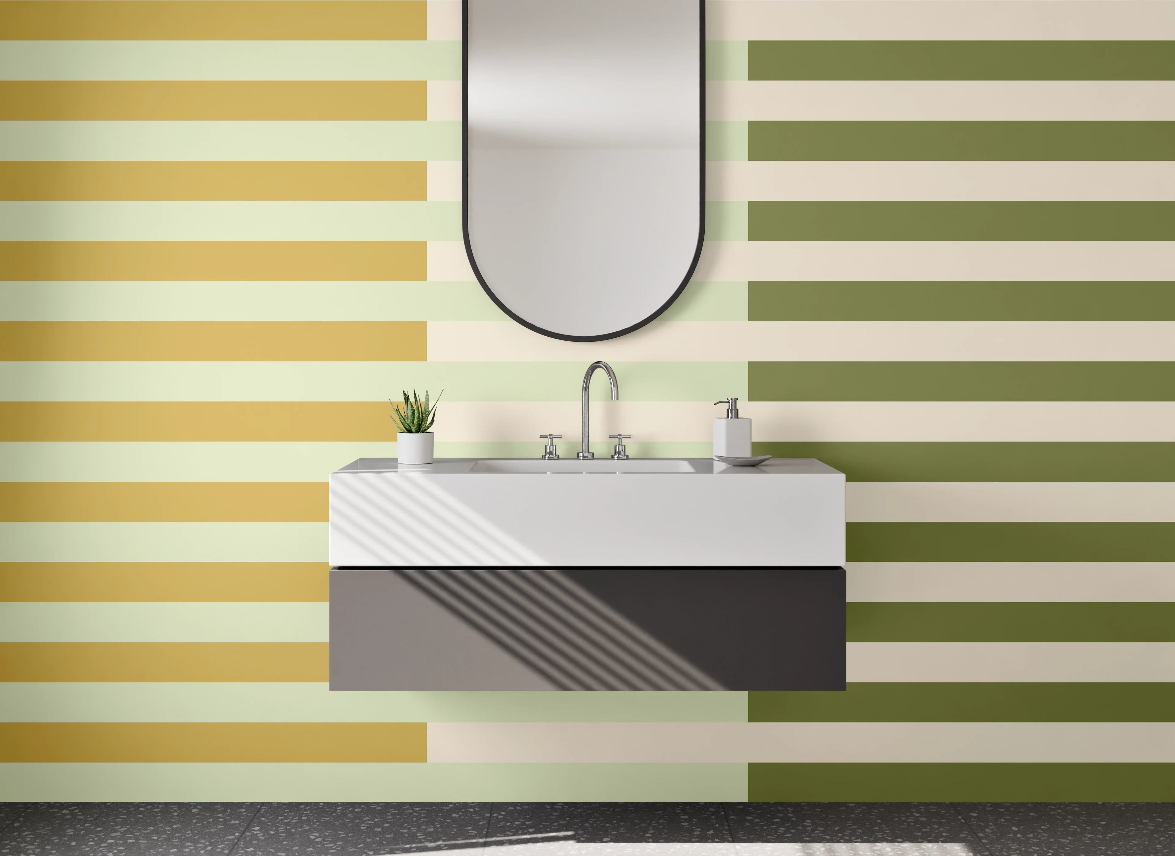 Waschbecken-Rückwand - Warmes Streifenmuster in Erdtönen