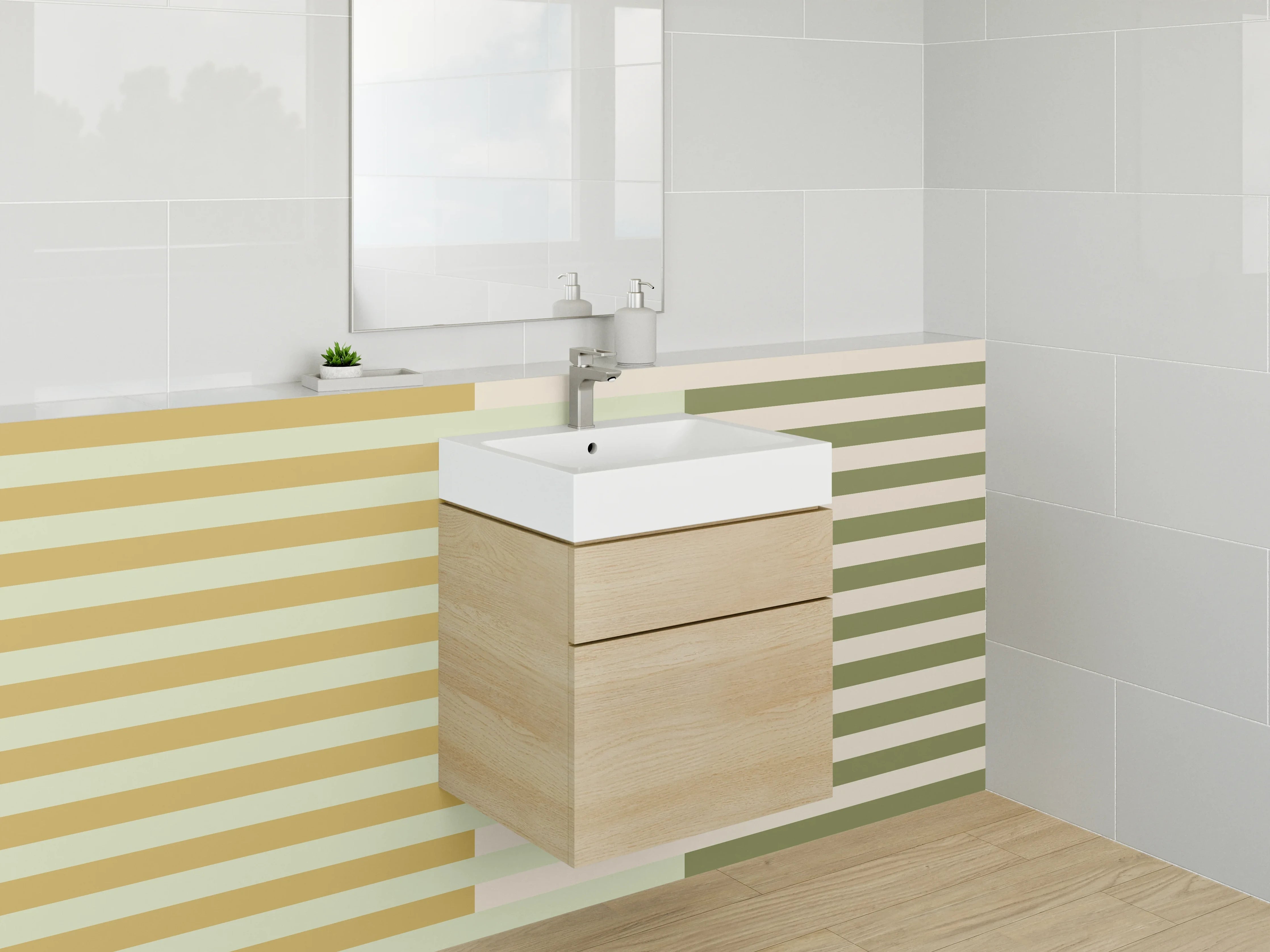 Waschbecken-Rückwand - Warmes Streifenmuster in Erdtönen