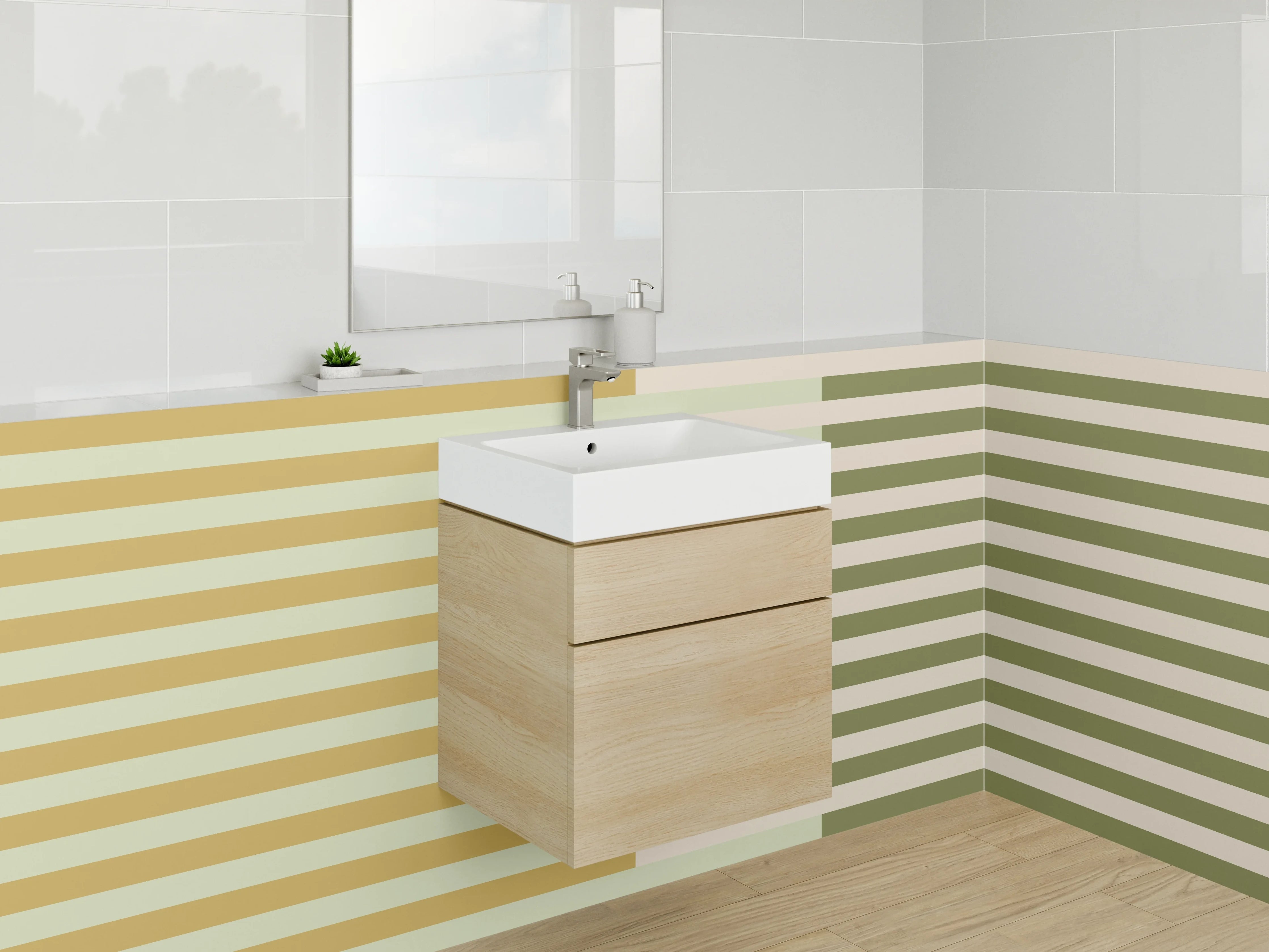 Waschbecken-Rückwand - Warmes Streifenmuster in Erdtönen