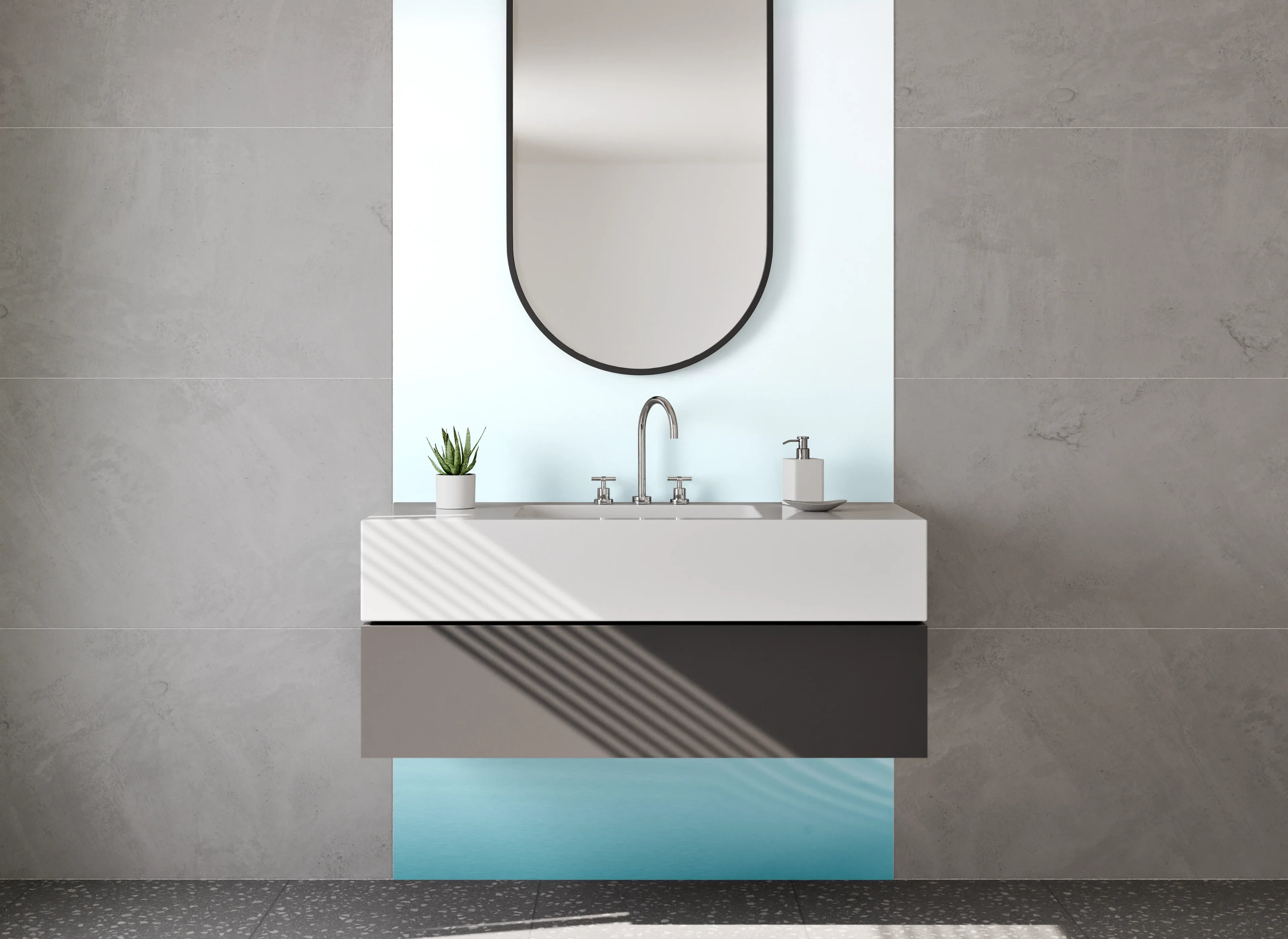 Waschbecken-Rückwand - Wasser Tropfen Minimal Motiv