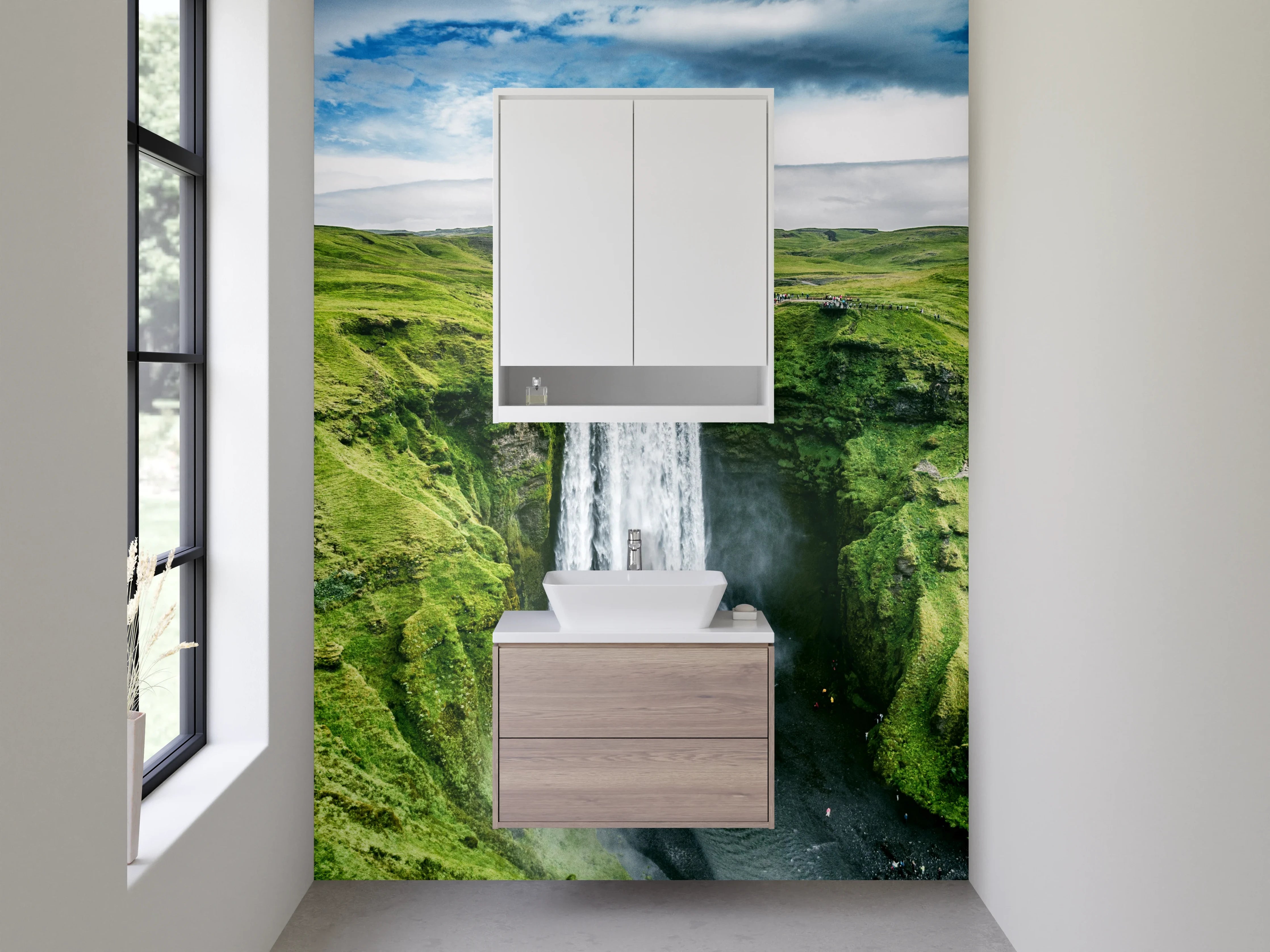 Waschbecken-Rückwand - Wasserfall Island Natur-Design