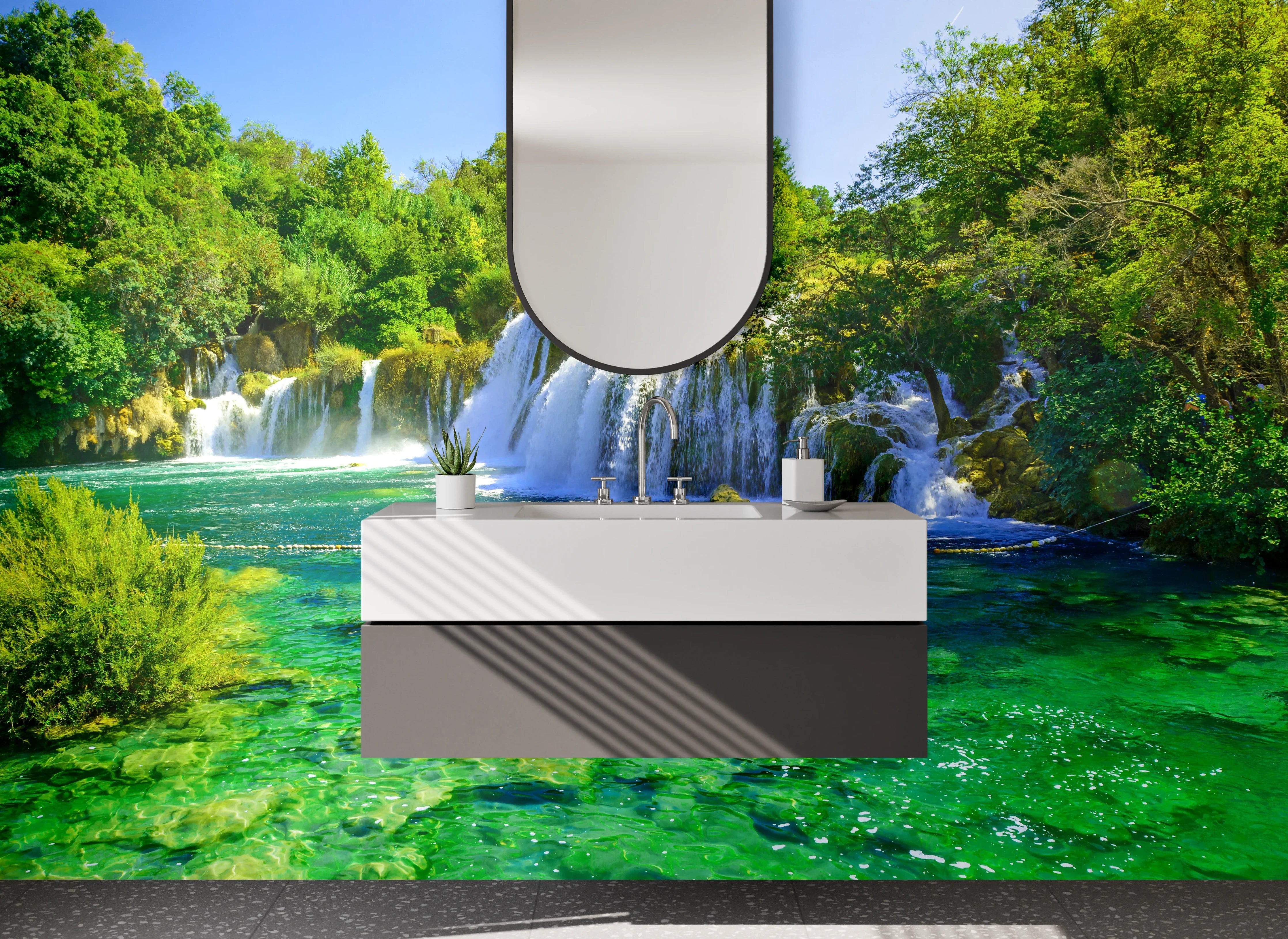 Waschbecken-Rückwand - Wasserfall Naturidylle für Bad & Küche