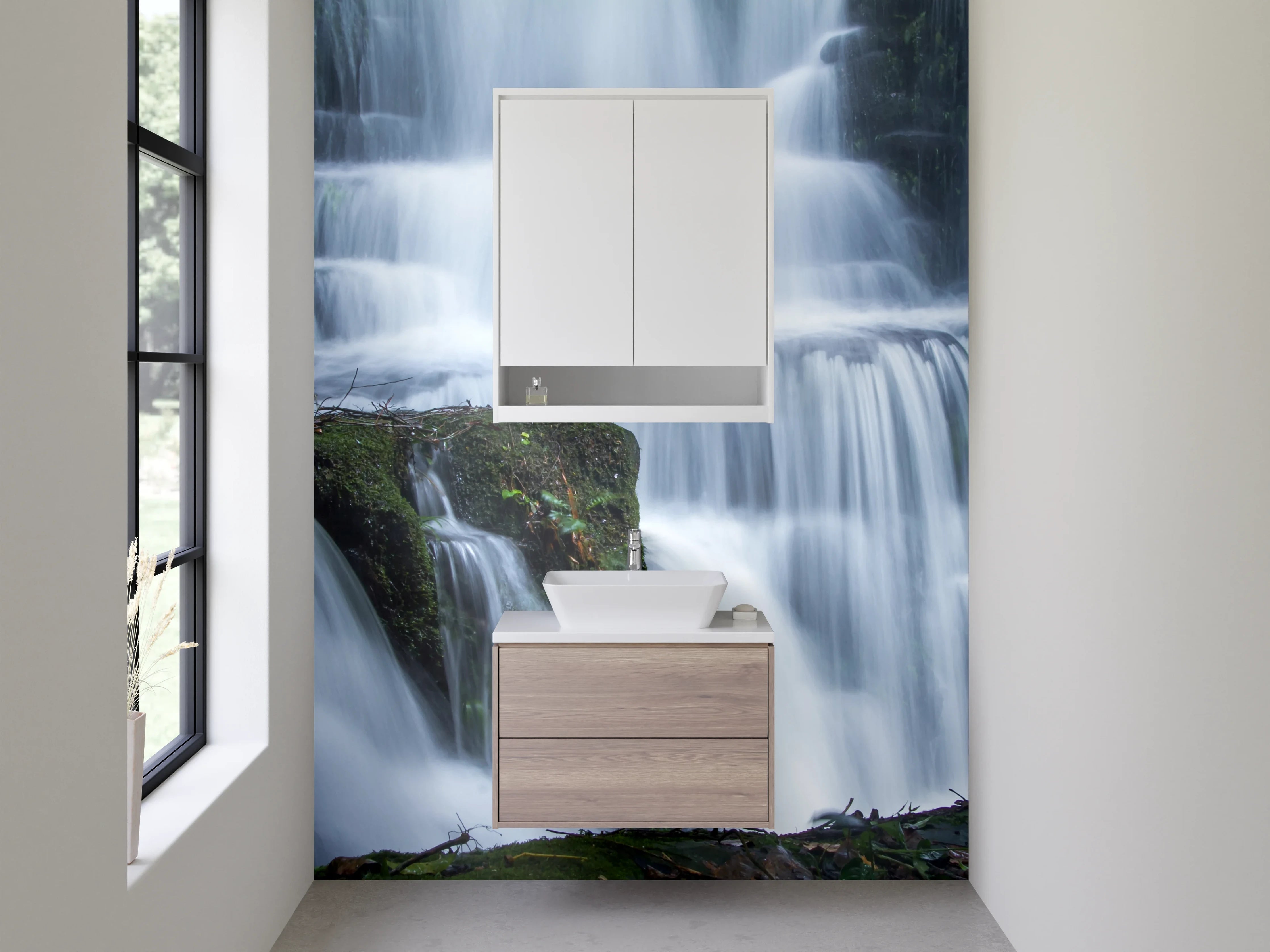 Waschbecken-Rückwand - Wasserfall Naturidylle für Badezimmer