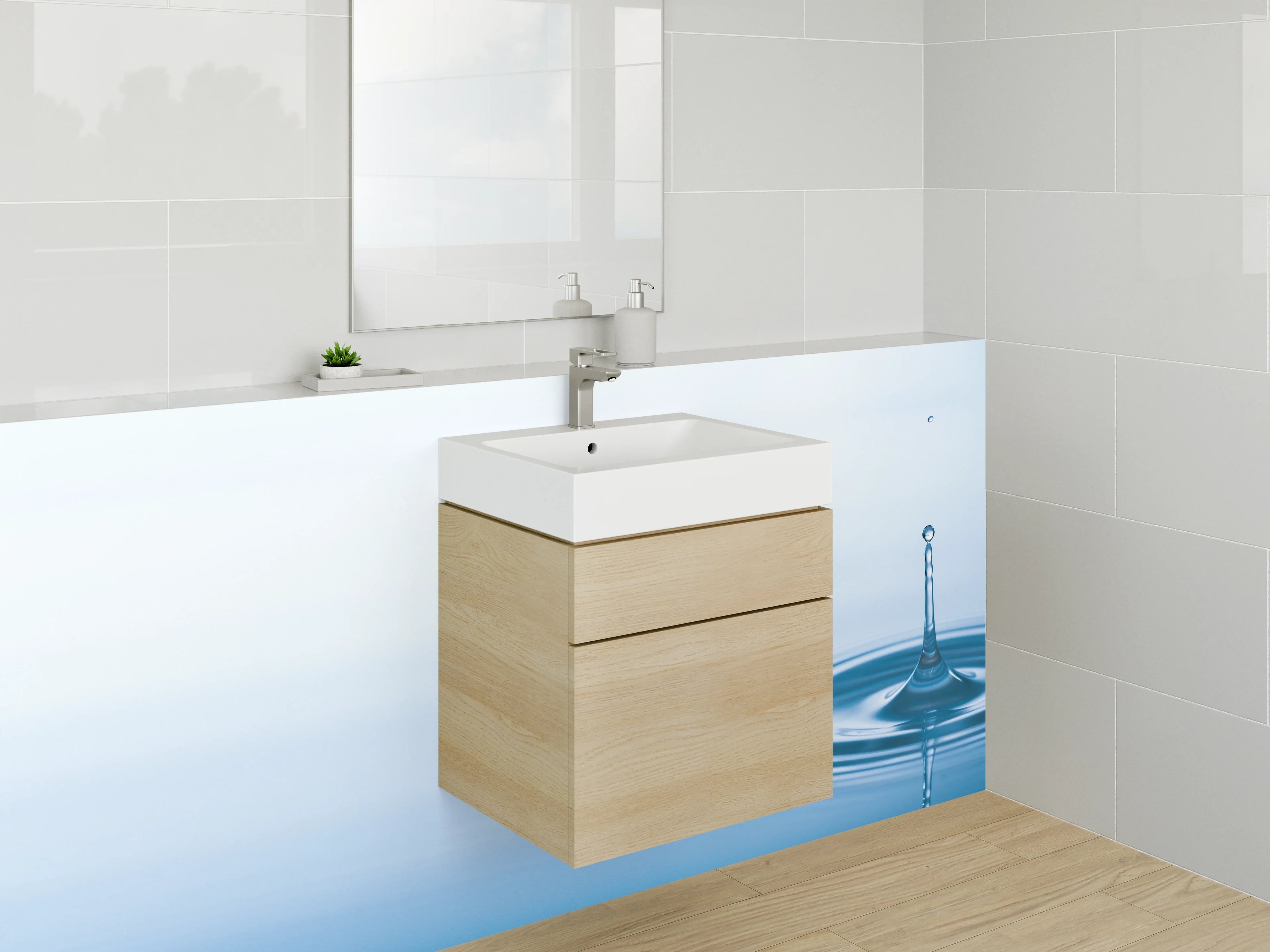 Waschbecken-Rückwand - Wassertropfen Splash – Modernes Fotomotiv