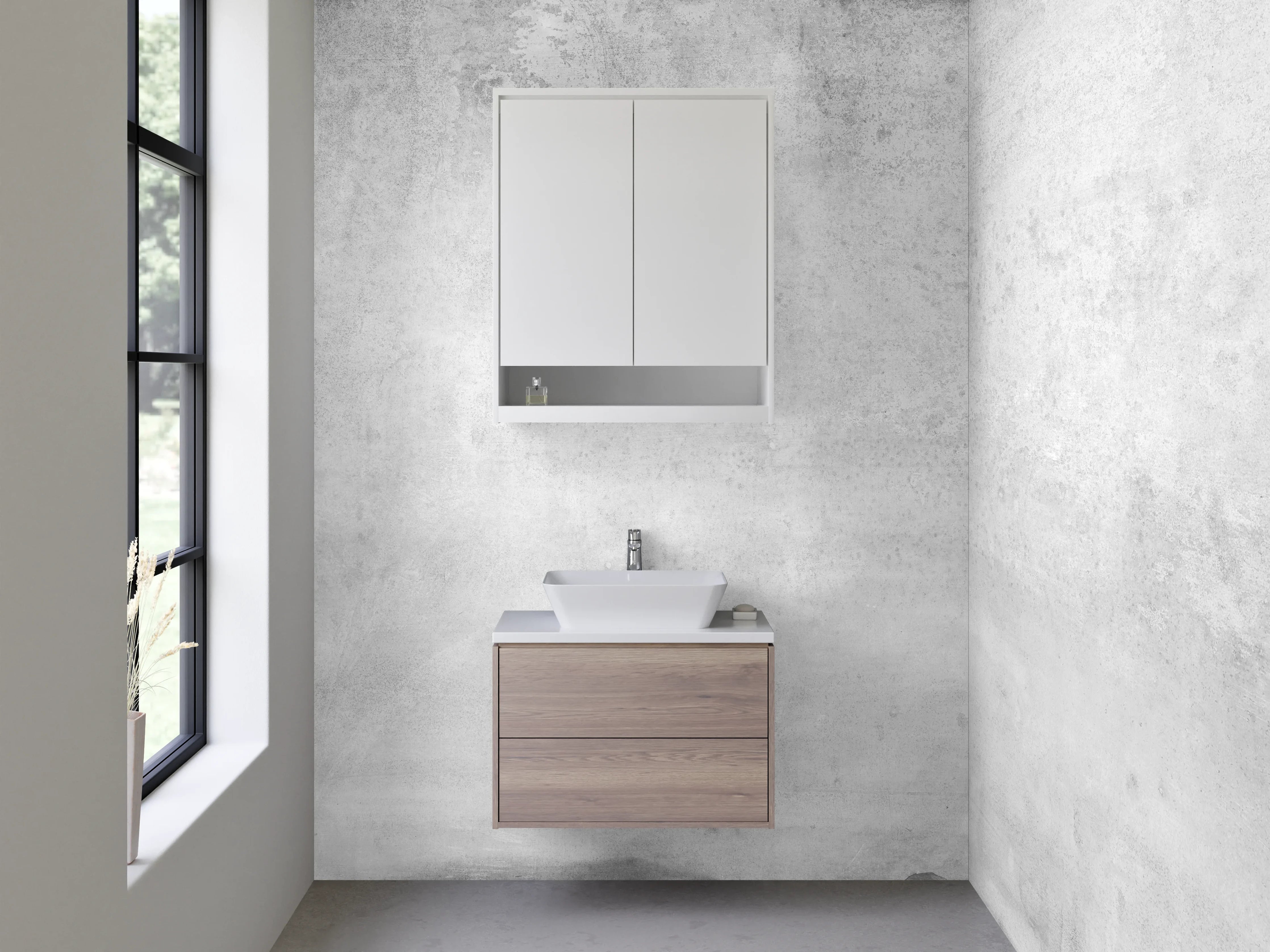 Waschbecken-Rückwand - Weiß-graue Marmoroptik Wandverkleidung