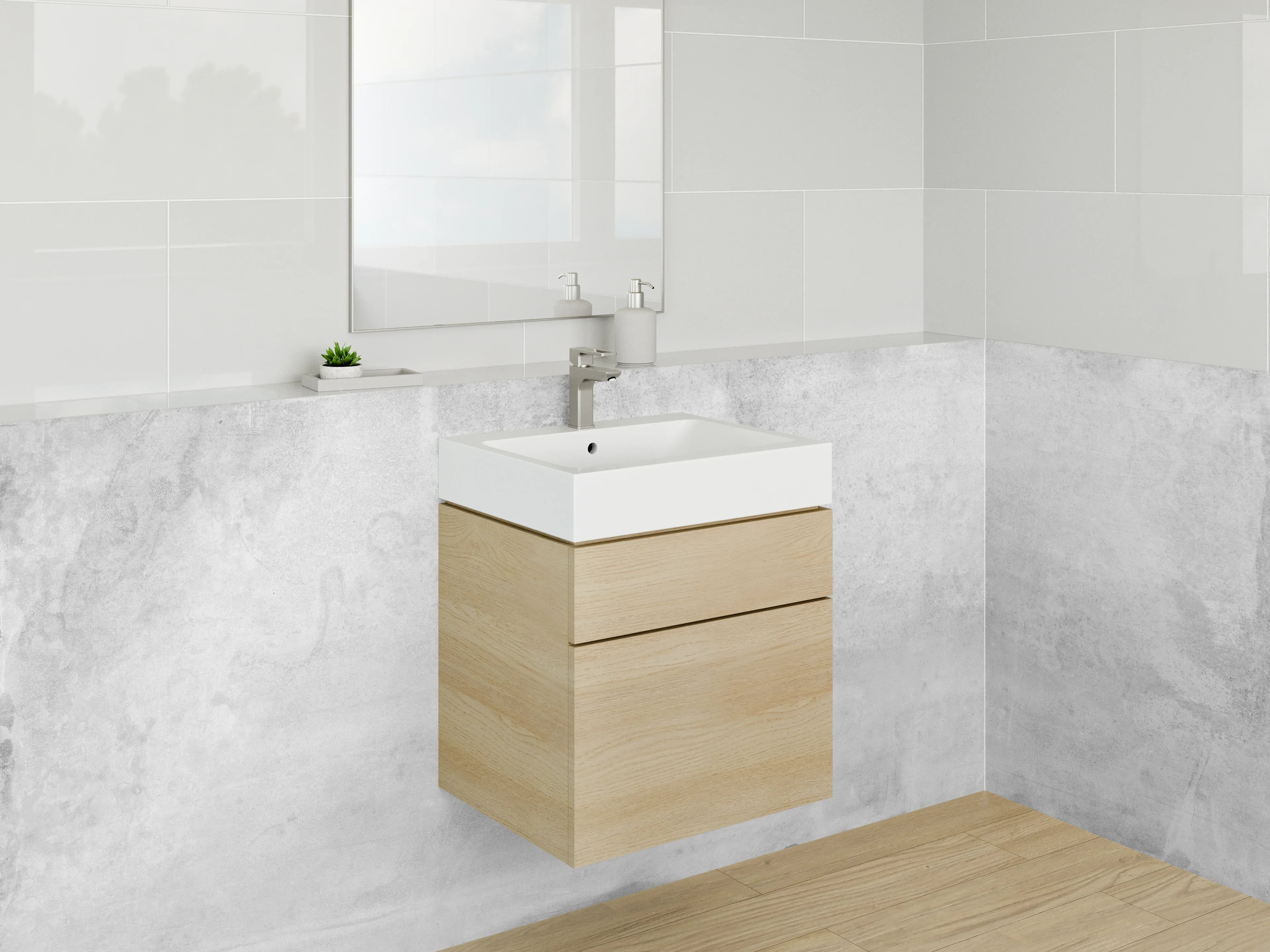 Waschbecken-Rückwand - Weiß-graue Marmoroptik Wandverkleidung