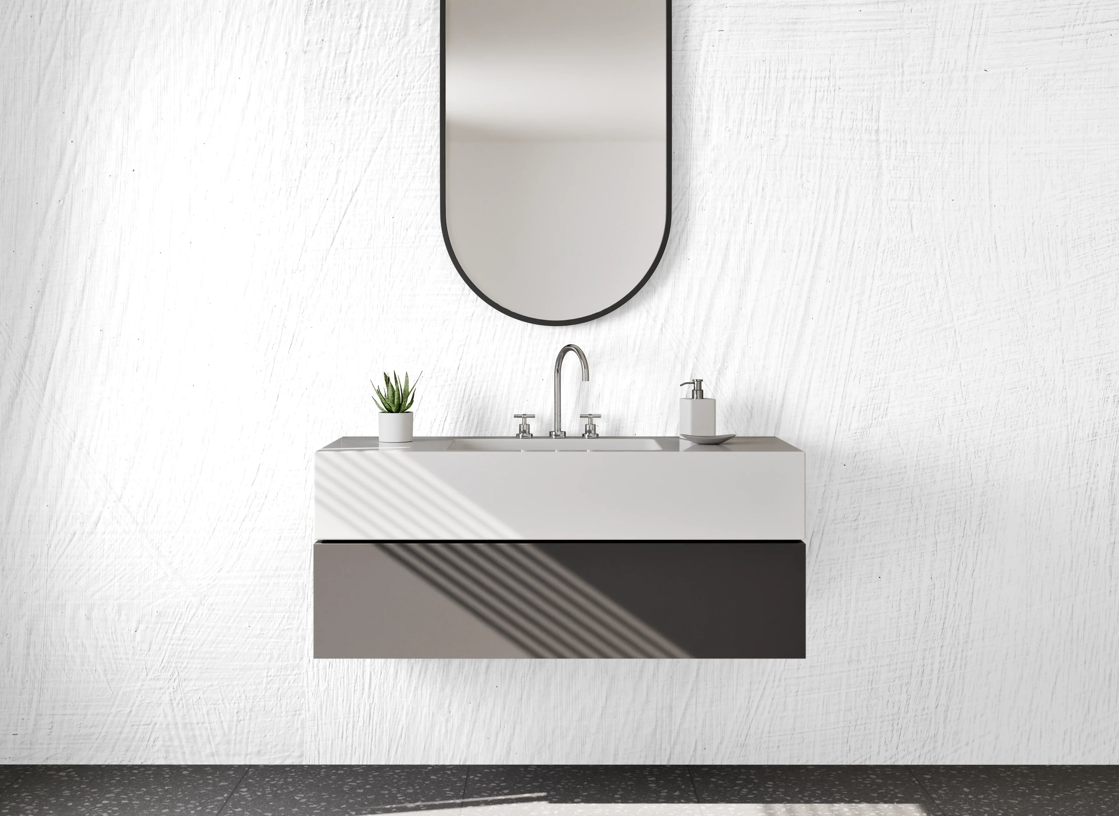 Waschbecken-Rückwand - Weiß-graue Struktur für moderne Räume