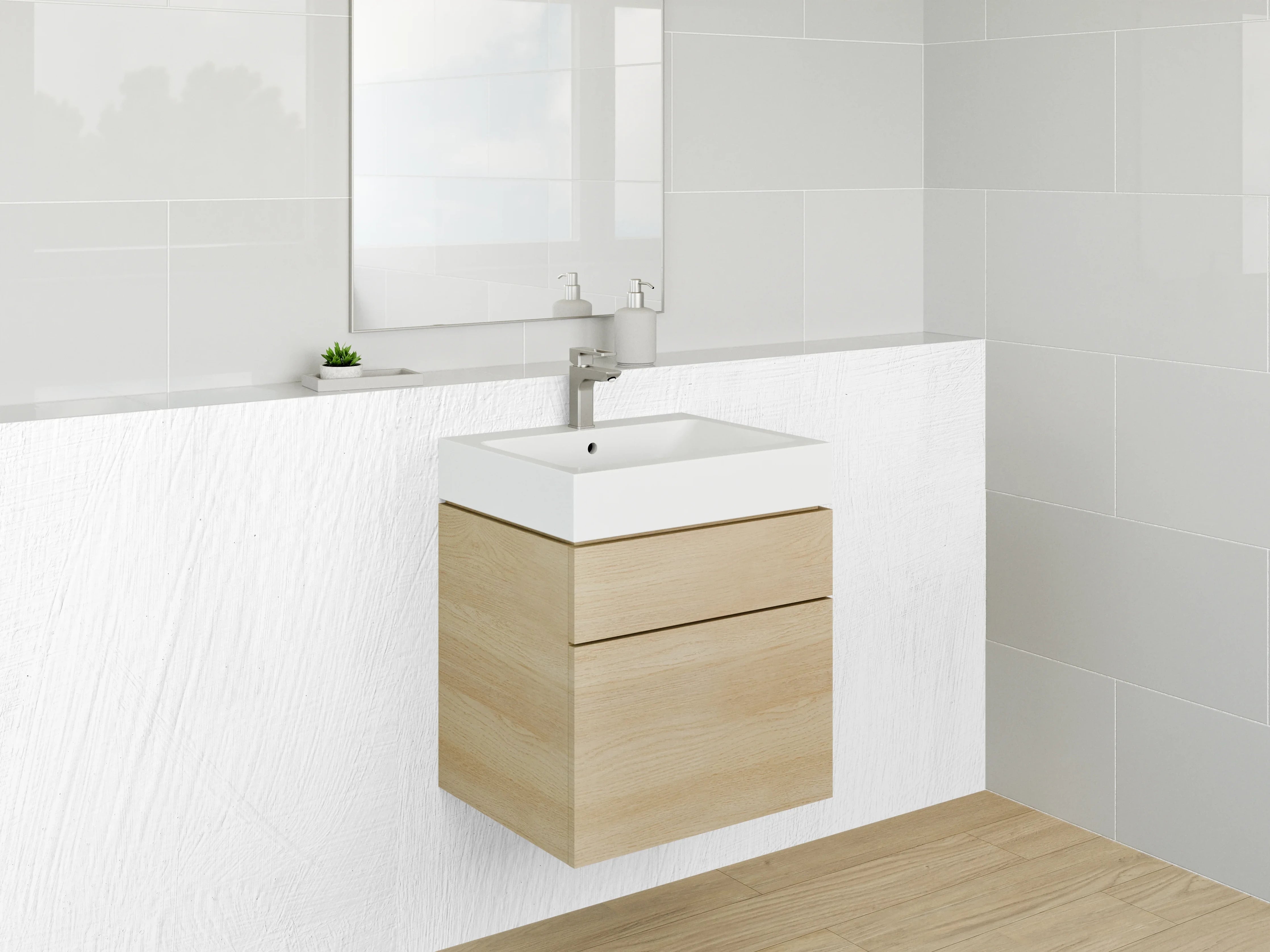 Waschbecken-Rückwand - Weiß-graue Struktur für moderne Räume