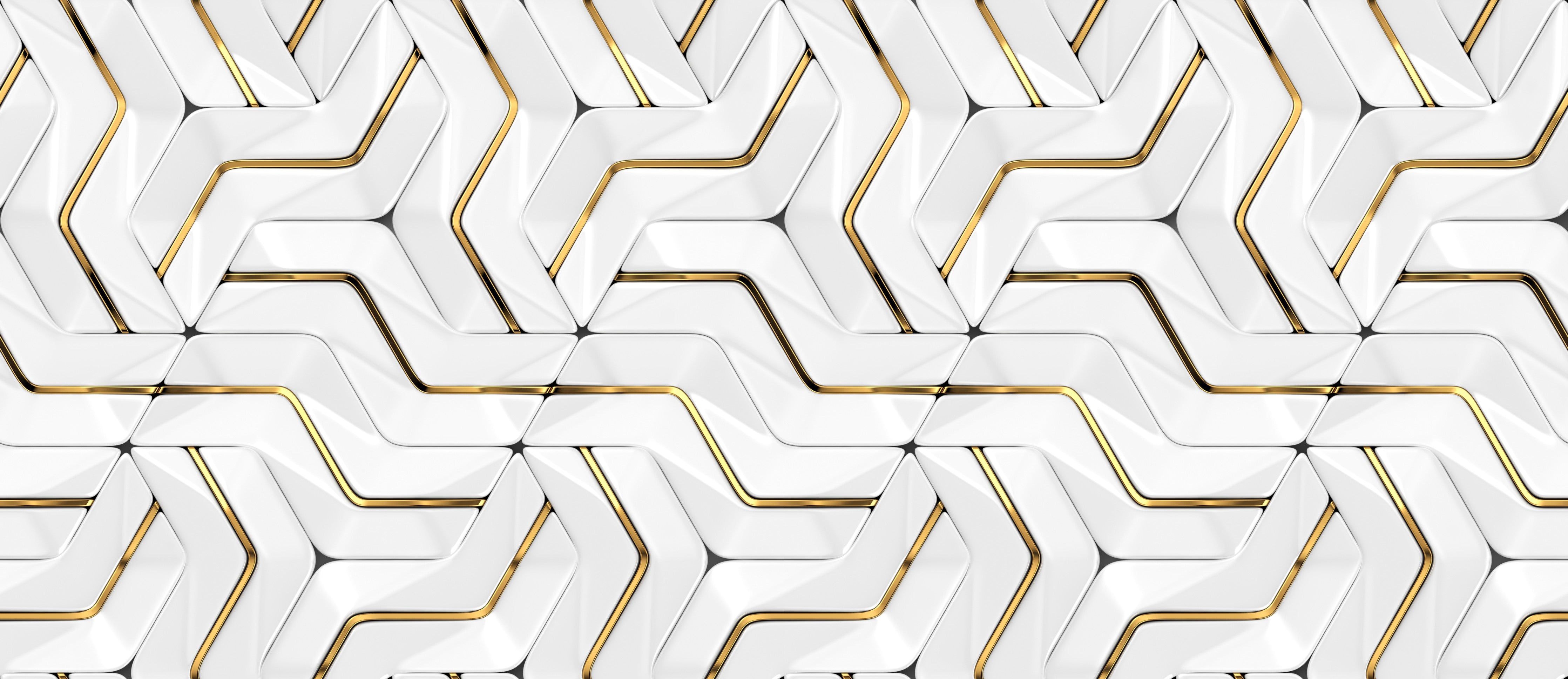 Waschbecken-Rückwand-Weiße 3D-Mosaik Struktur mit Goldakzent