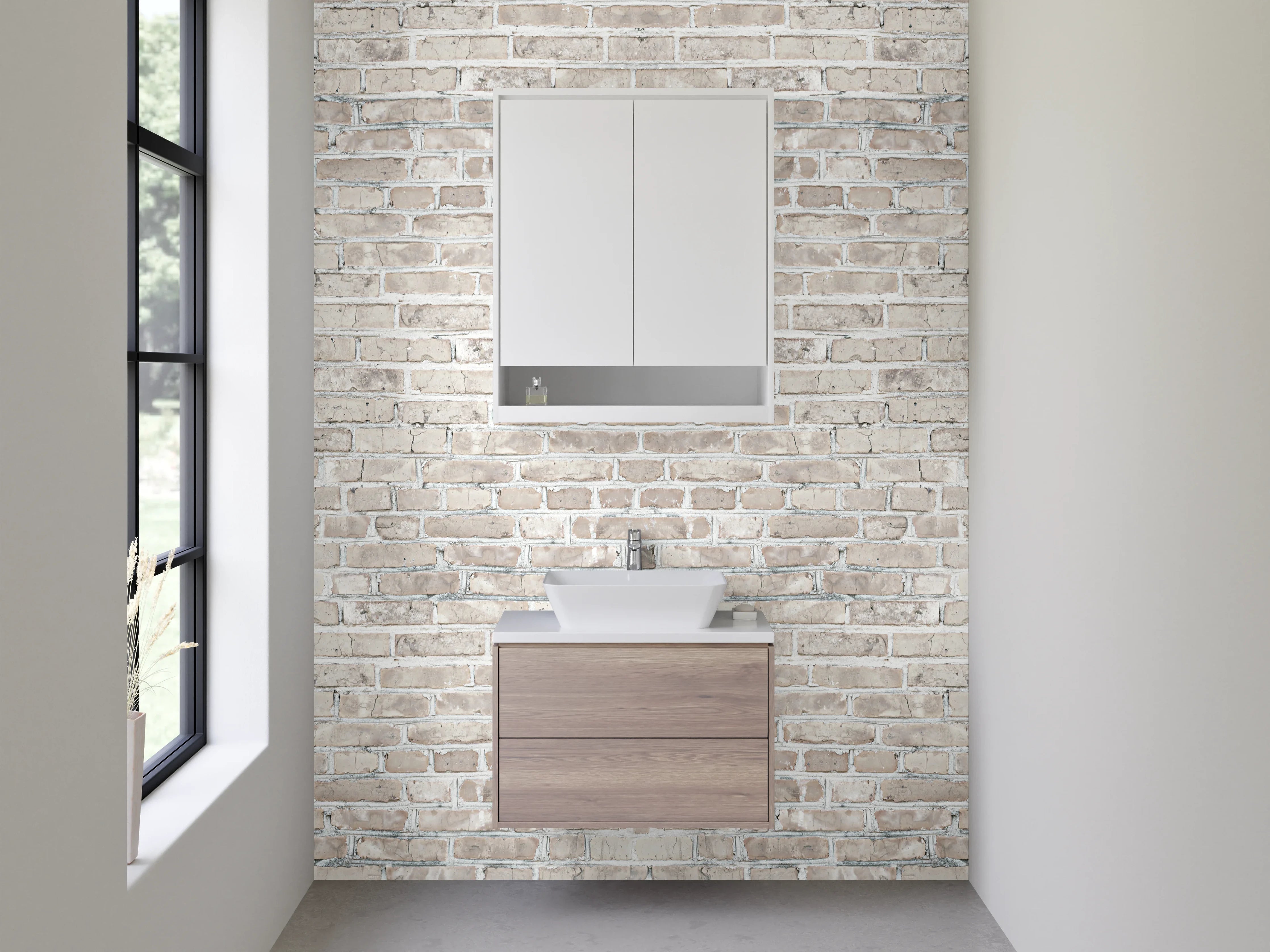 Waschbecken-Rückwand - Weiße Backstein-Optik für Rückwände