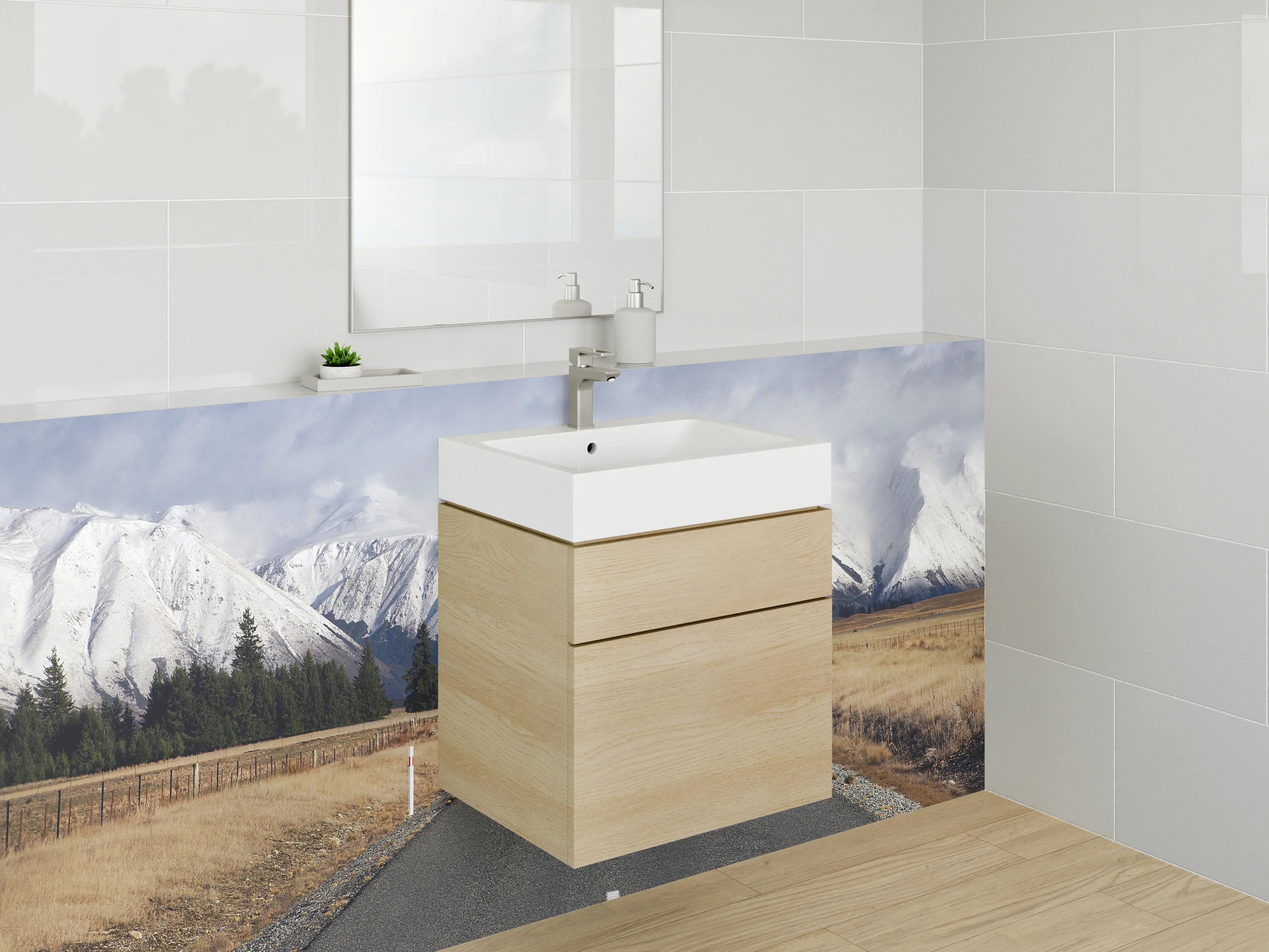 Waschbecken-Rückwand - Weiße Berge sind im Trend
