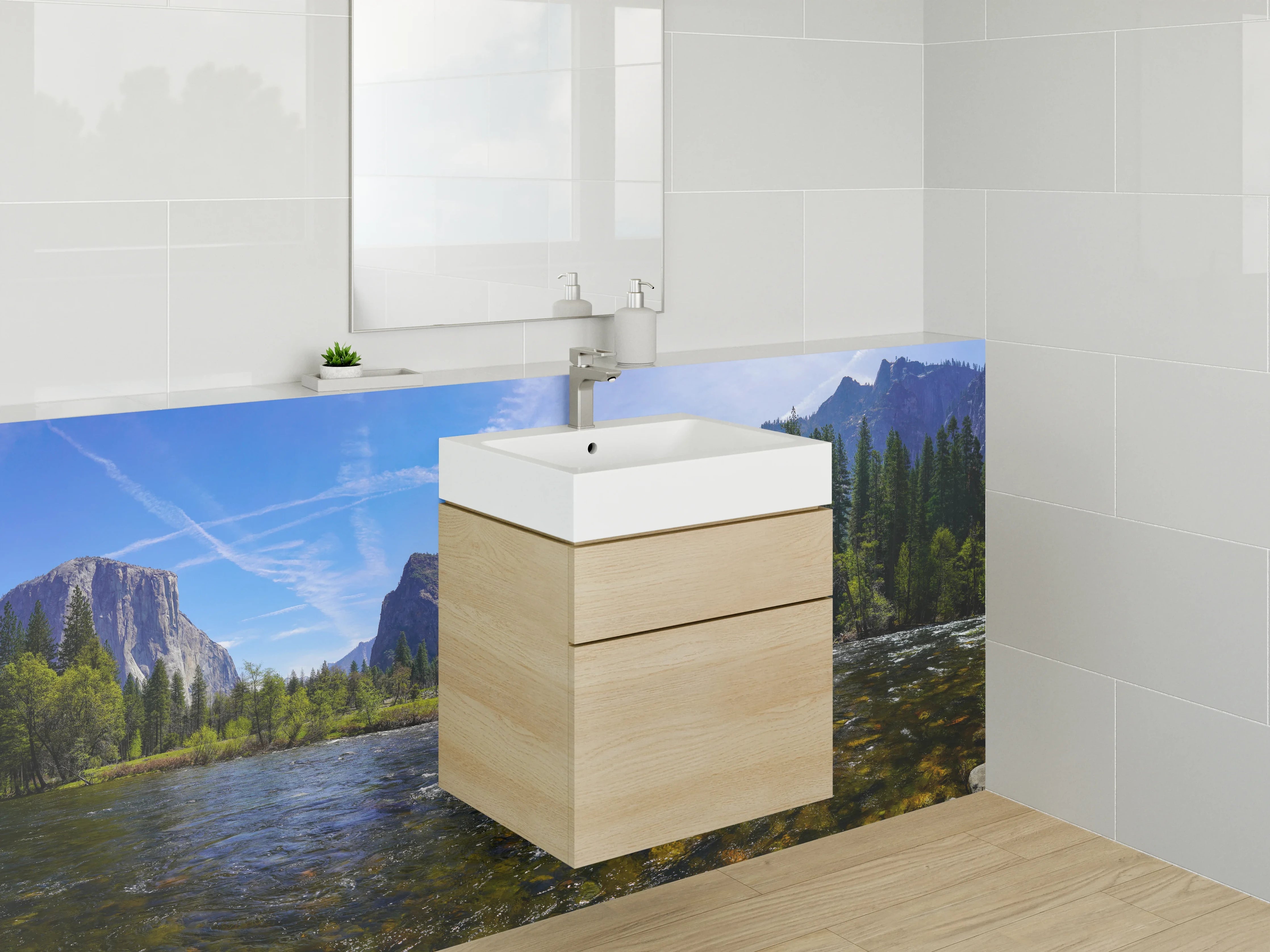 Waschbecken-Rückwand - Weiße Berglandschaft - Atemberaubend