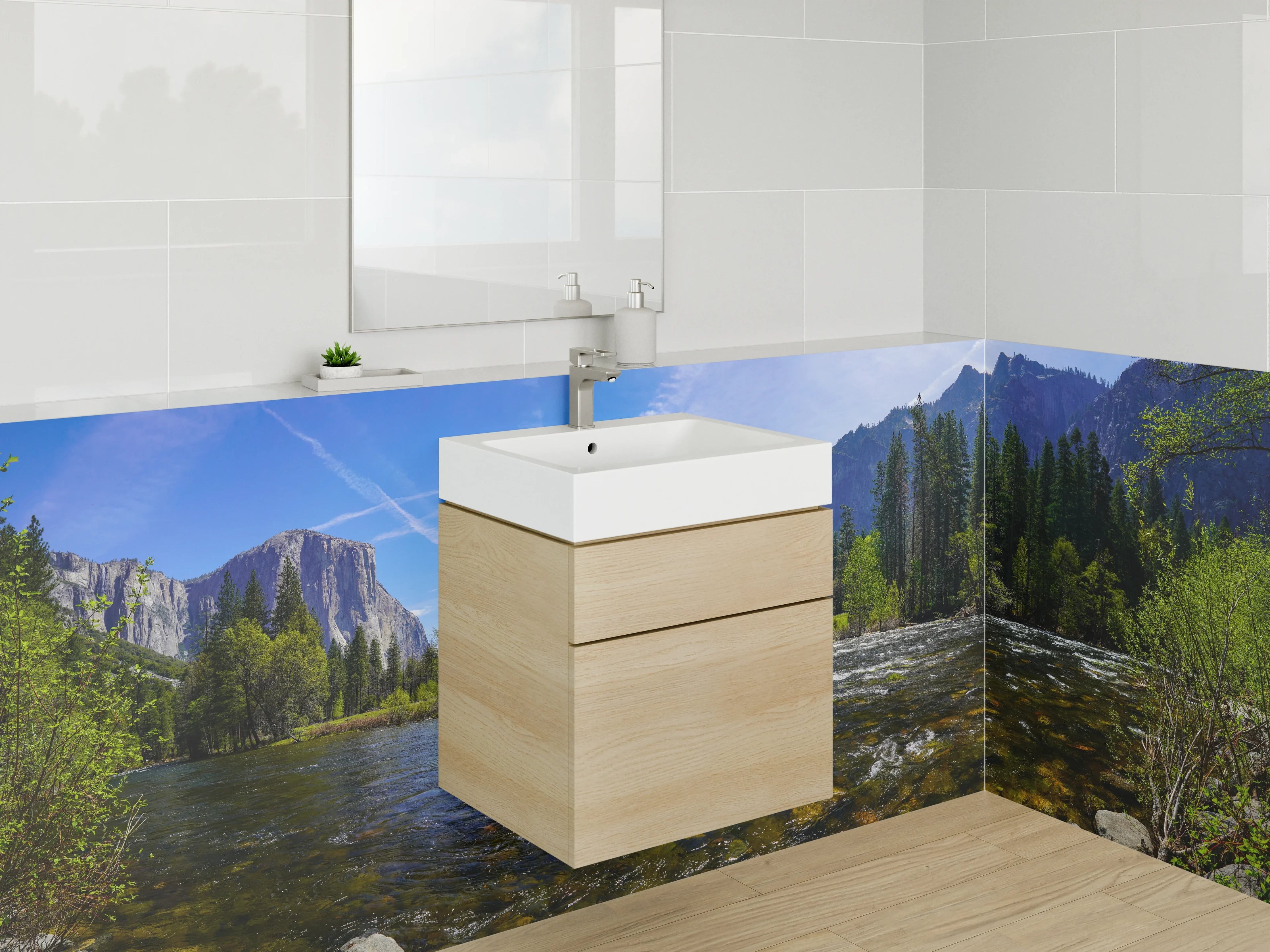 Waschbecken-Rückwand - Weiße Berglandschaft - Atemberaubend