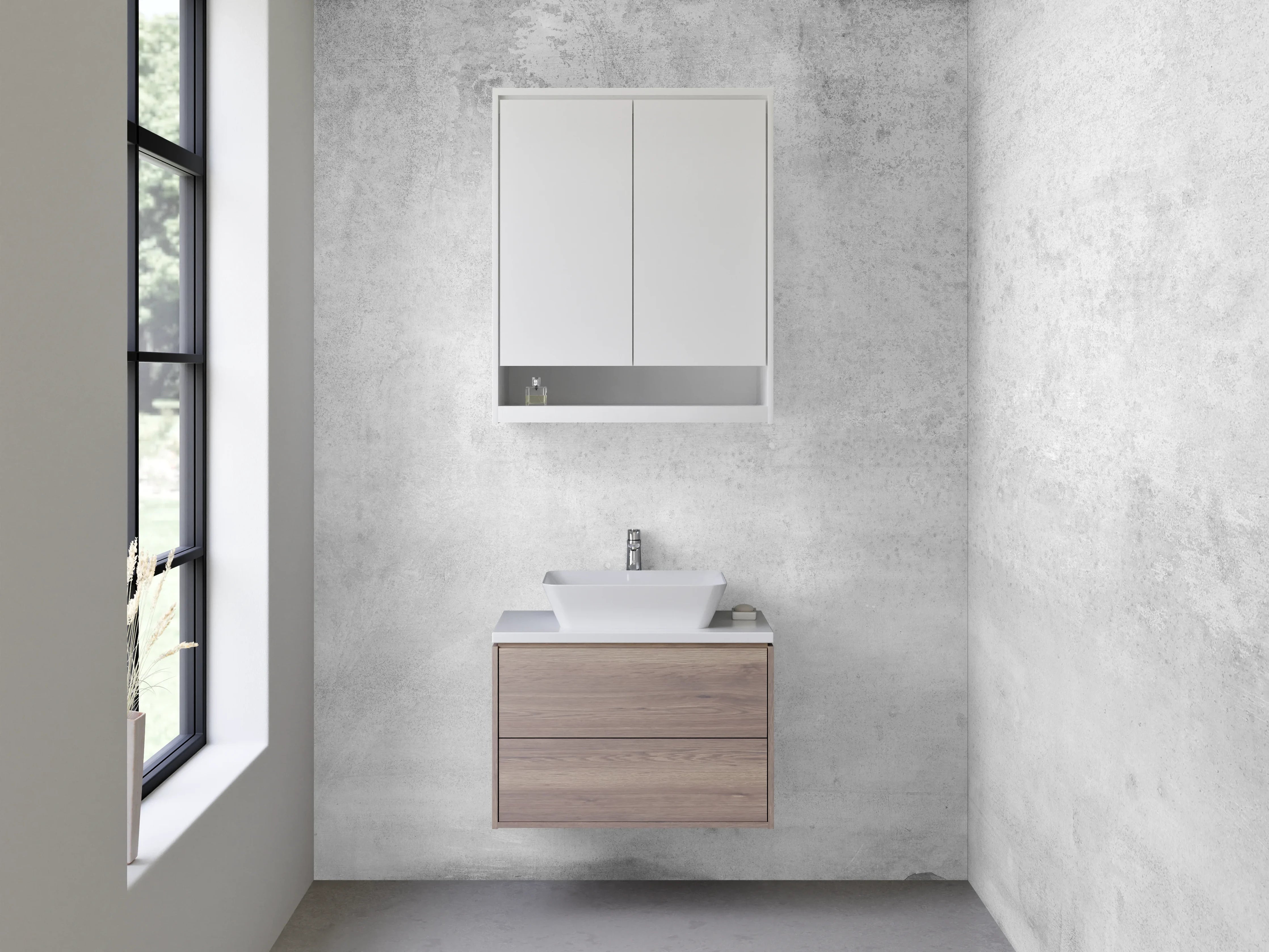 Waschbecken-Rückwand - Weiße Beton-Optik für moderne Akzente