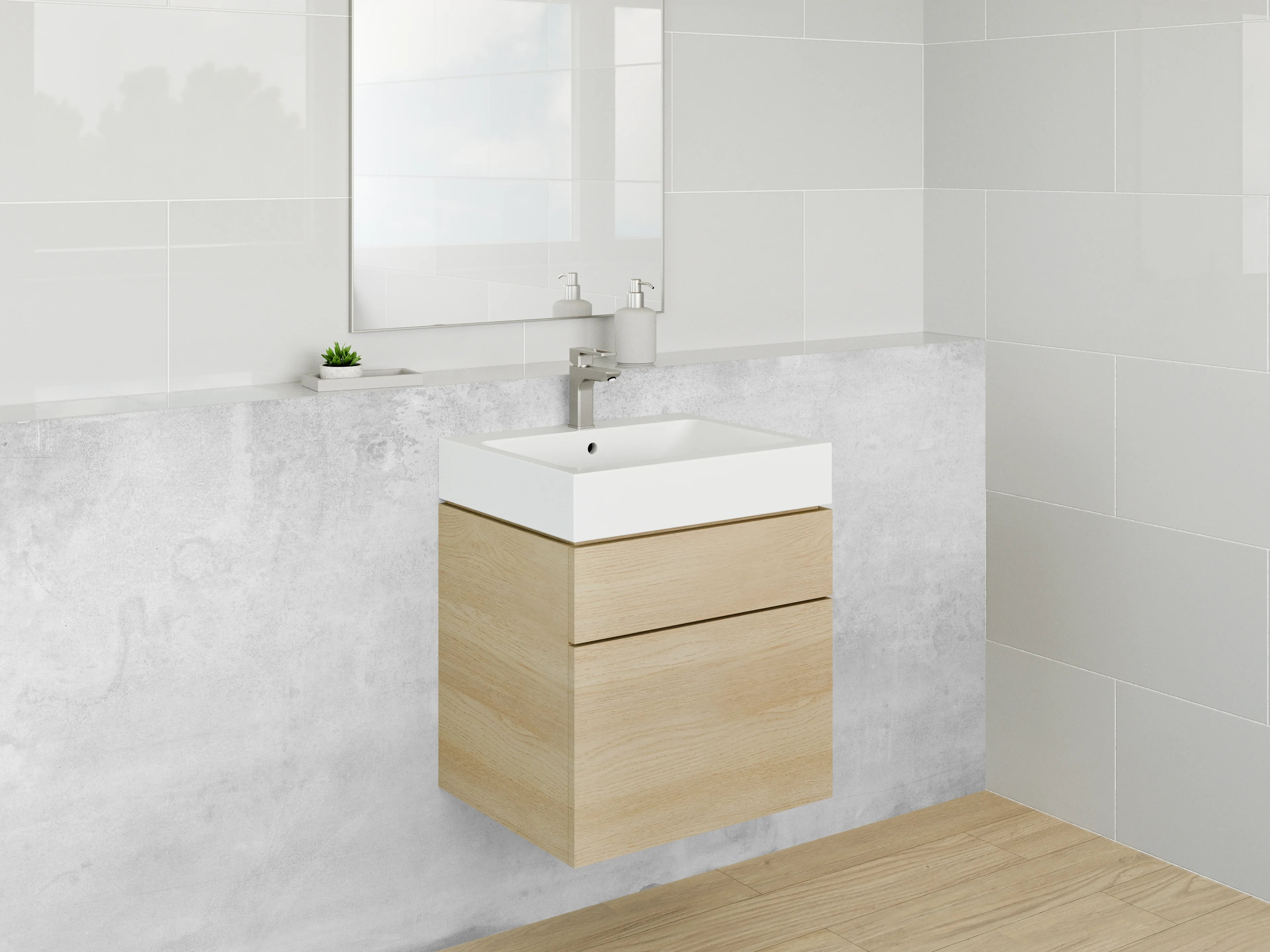 Waschbecken-Rückwand - Weiße Beton-Optik für moderne Akzente