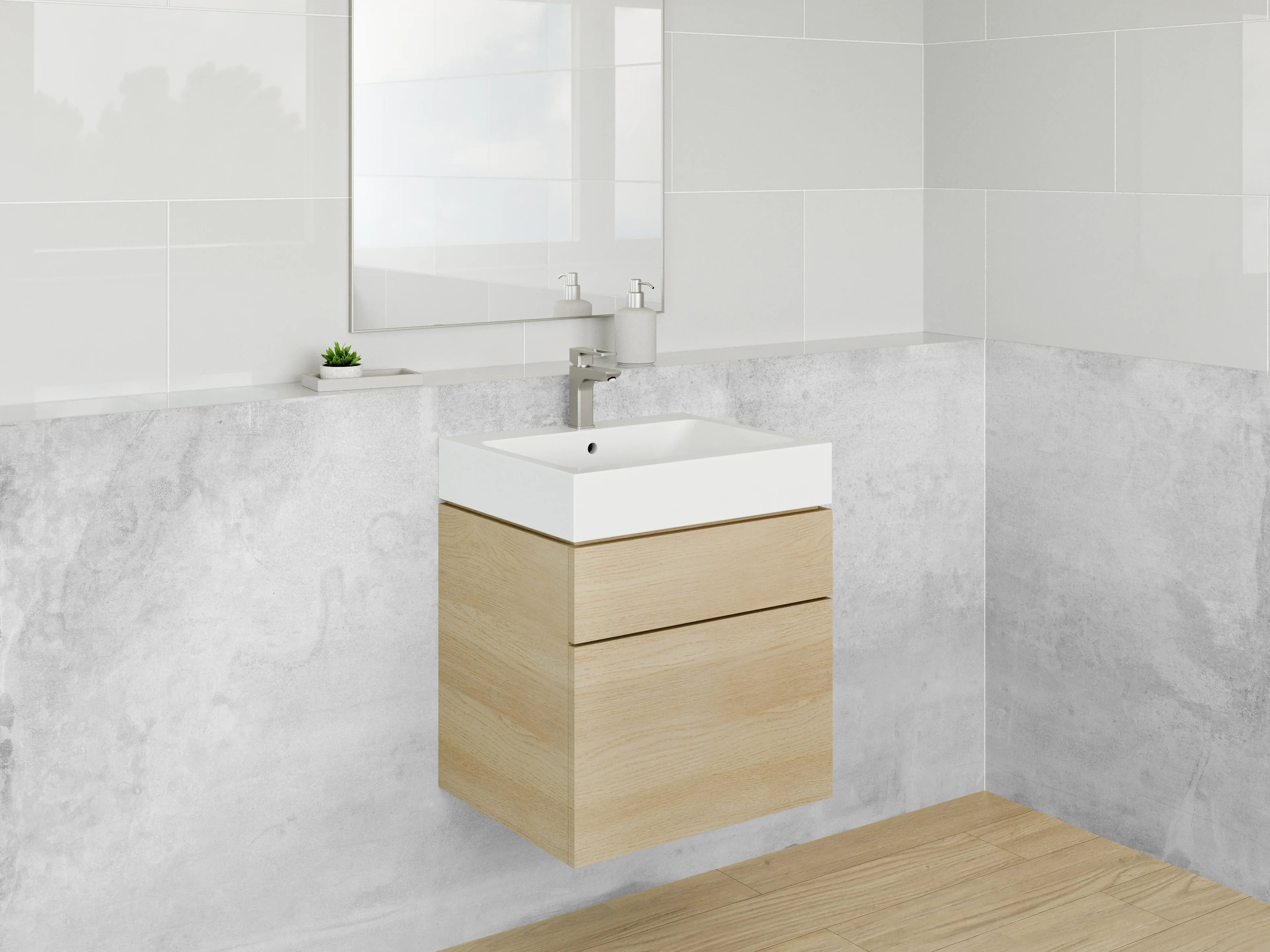 Waschbecken-Rückwand - Weiße Beton-Optik für moderne Akzente