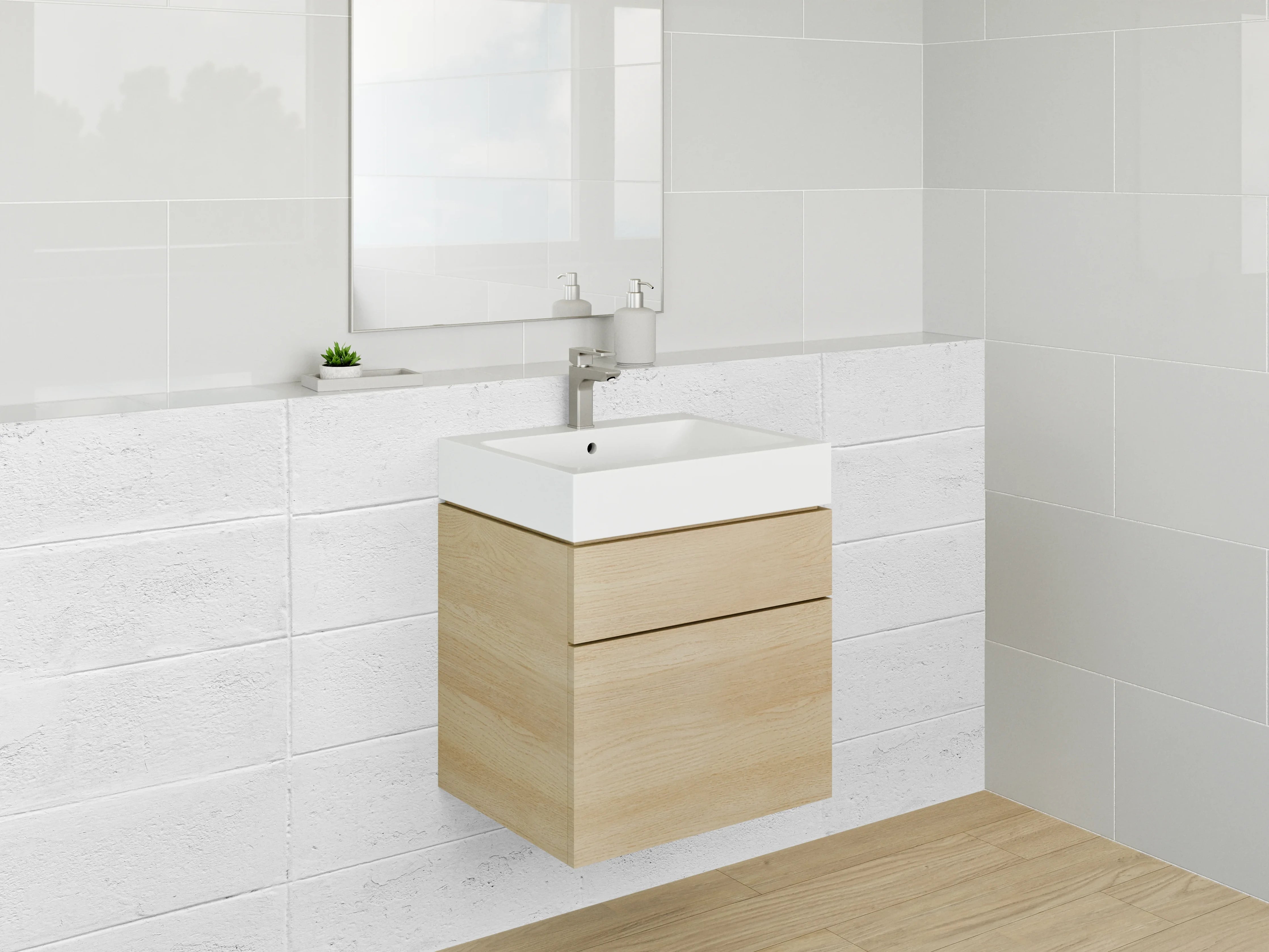 Waschbecken-Rückwand - Weiße Fliesenoptik für moderne Rückwände