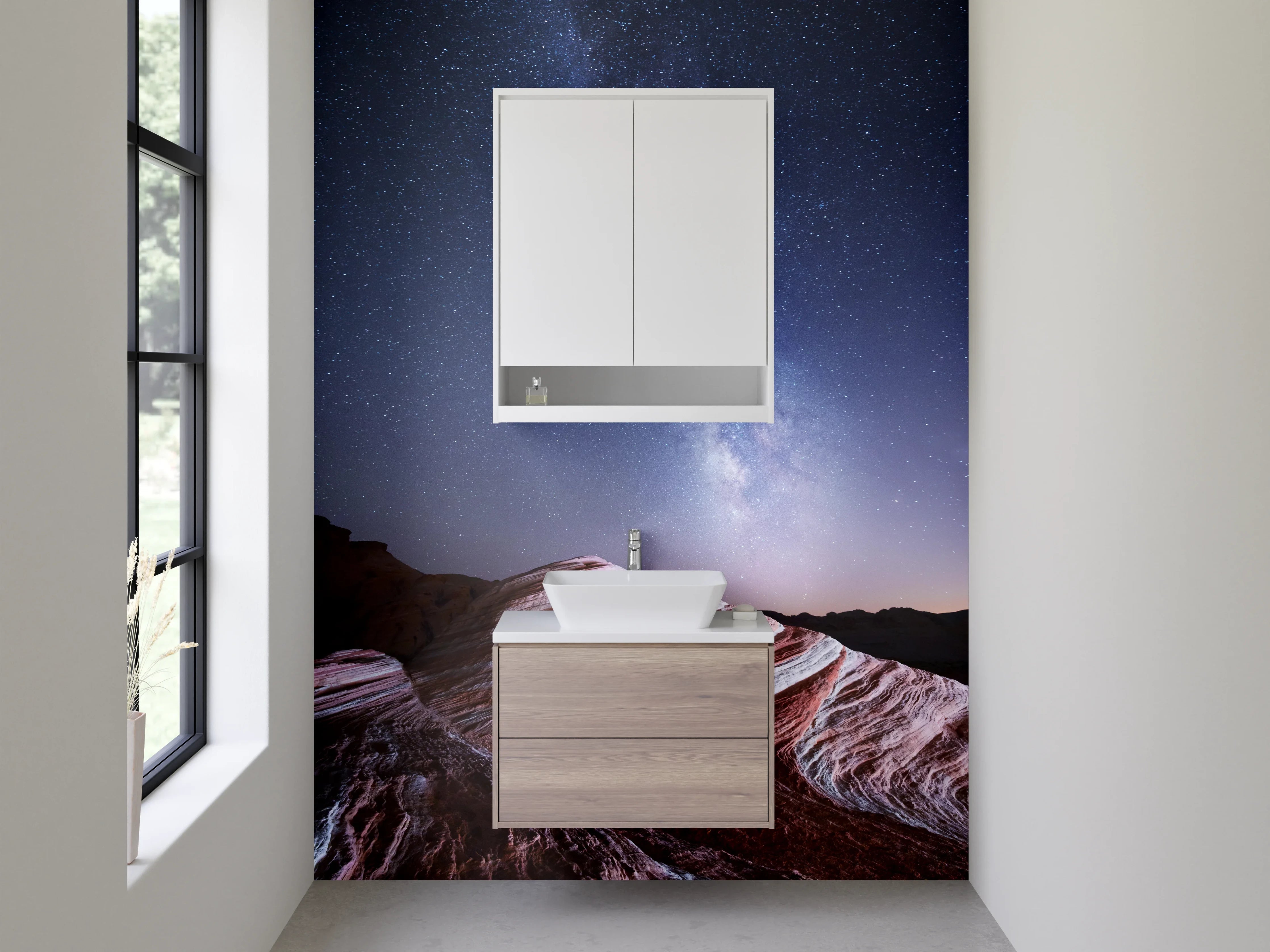 Waschbecken-Rückwand - Weiße Galaxie bei Nacht