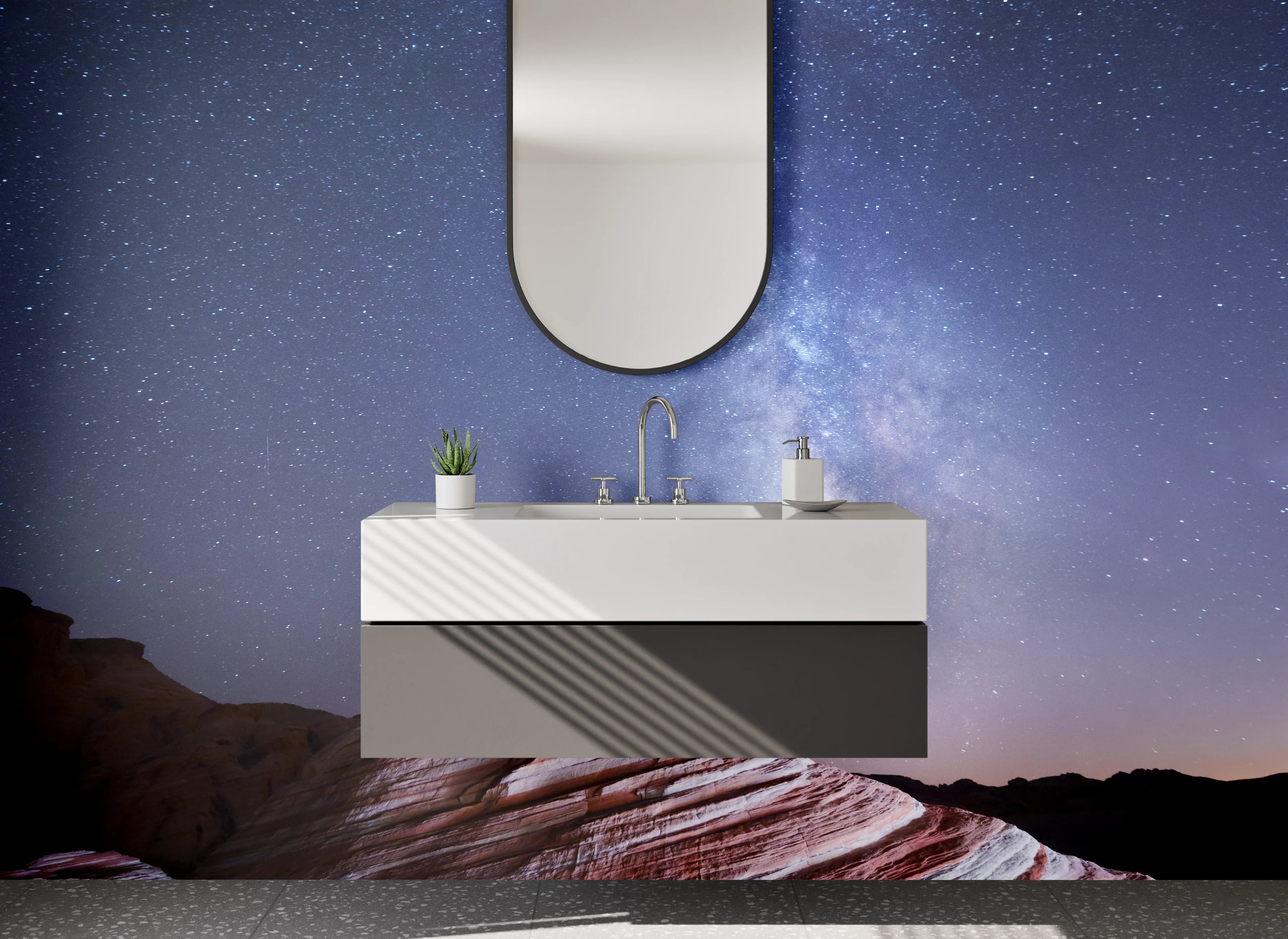 Waschbecken-Rückwand - Weiße Galaxie bei Nacht