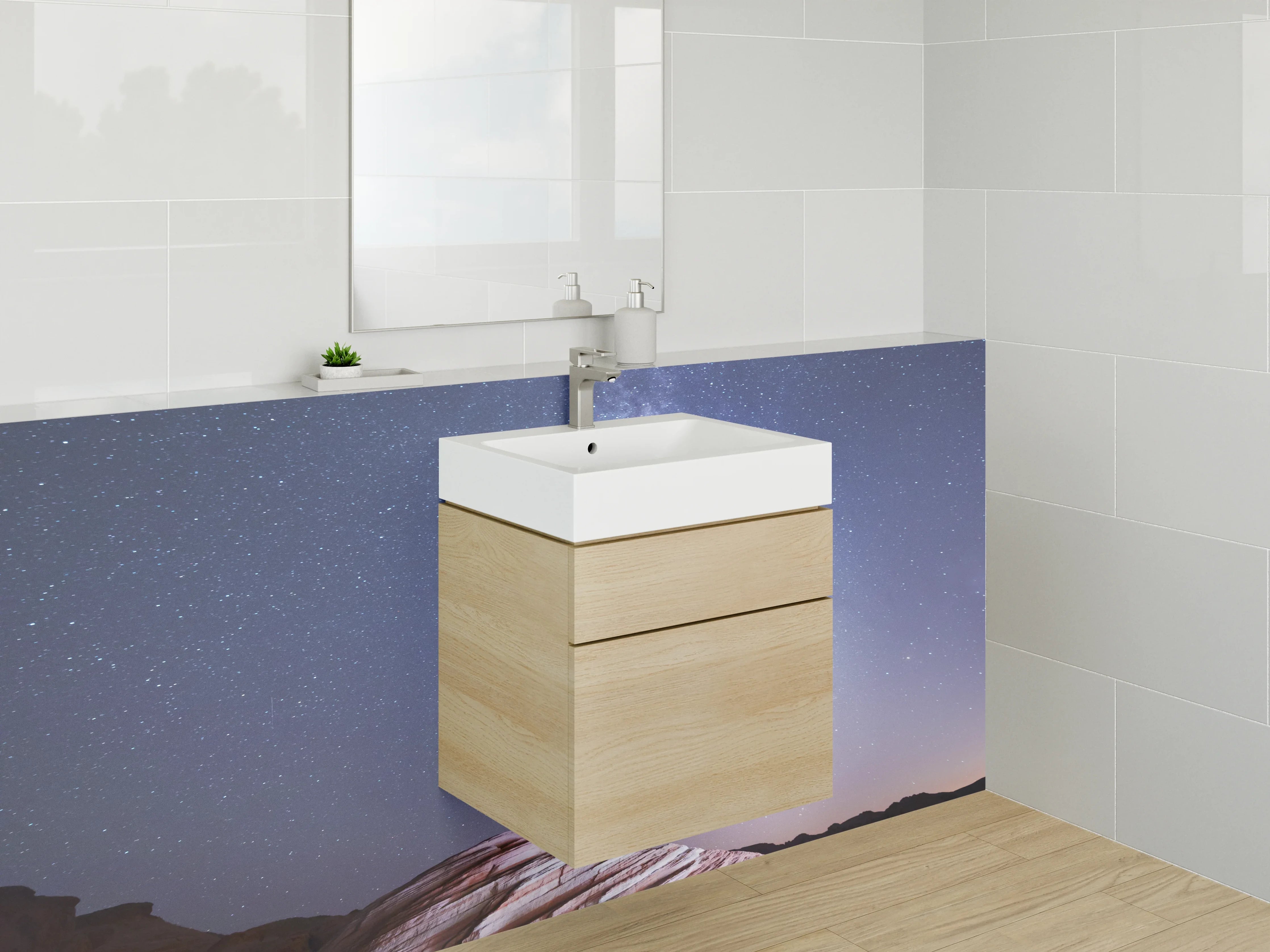 Waschbecken-Rückwand - Weiße Galaxie bei Nacht