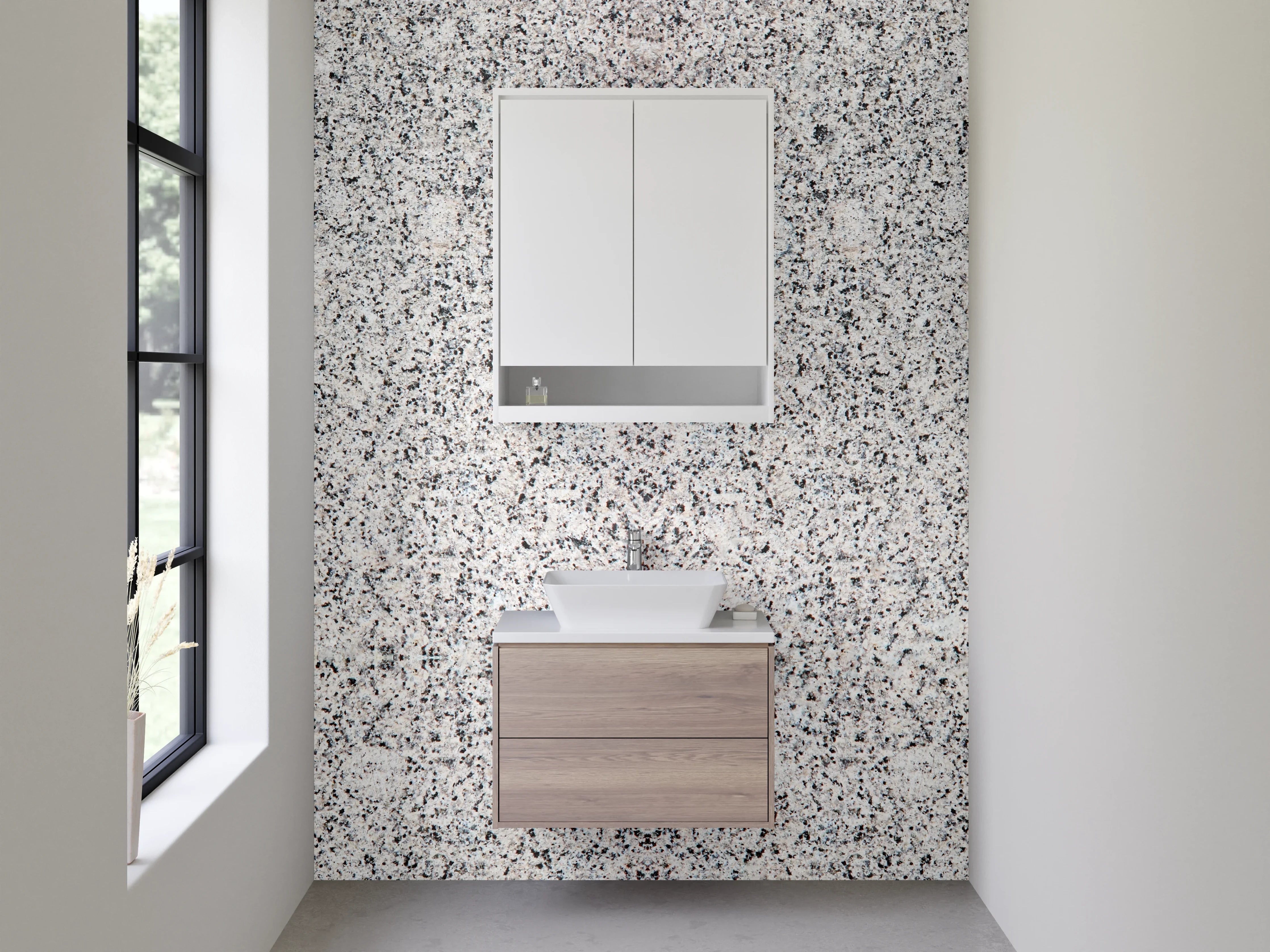 Waschbecken-Rückwand - Weiße Granit-Optik für Küchenrückwand