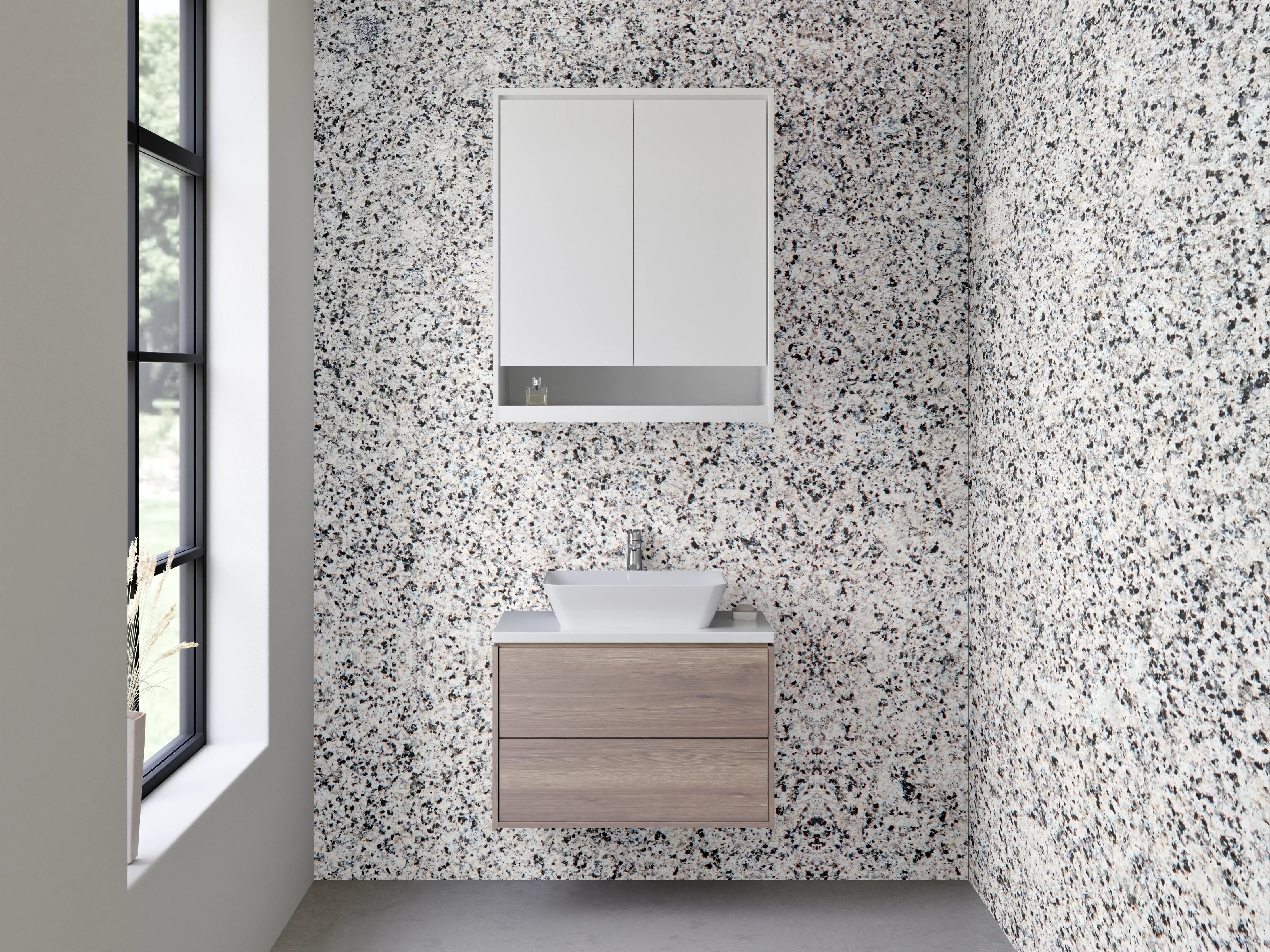 Waschbecken-Rückwand - Weiße Granit-Optik für Küchenrückwand